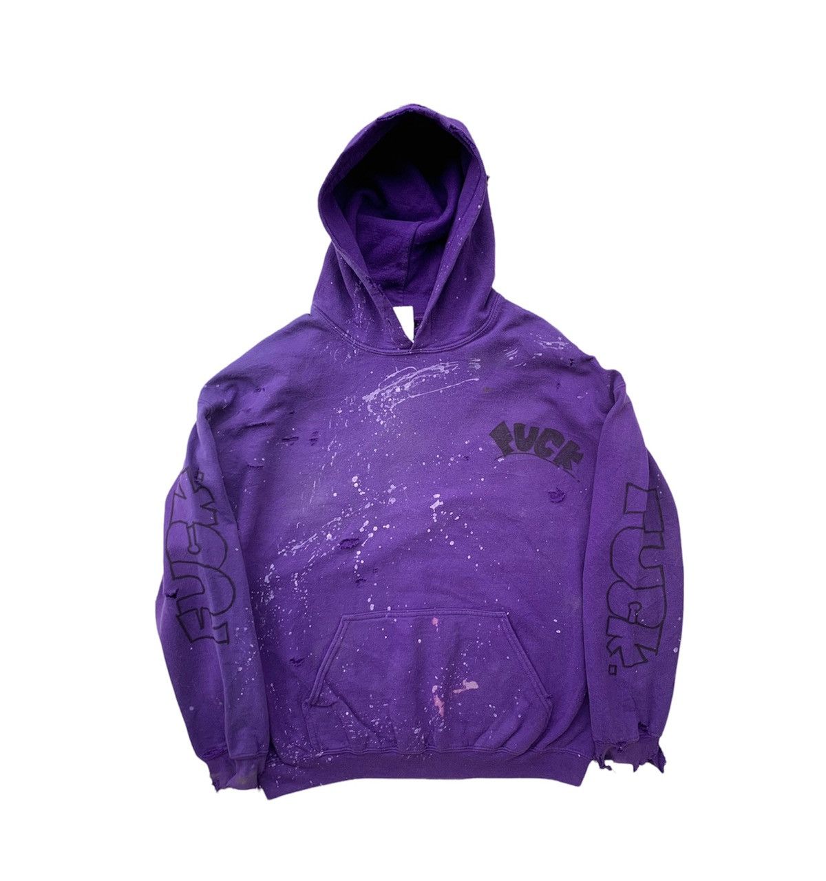 Vintage Vintage THRASHED FUCK Paint Splatter Purple Hoodie Size US M / EU 48-50 / 2 - 1 Thumbnail