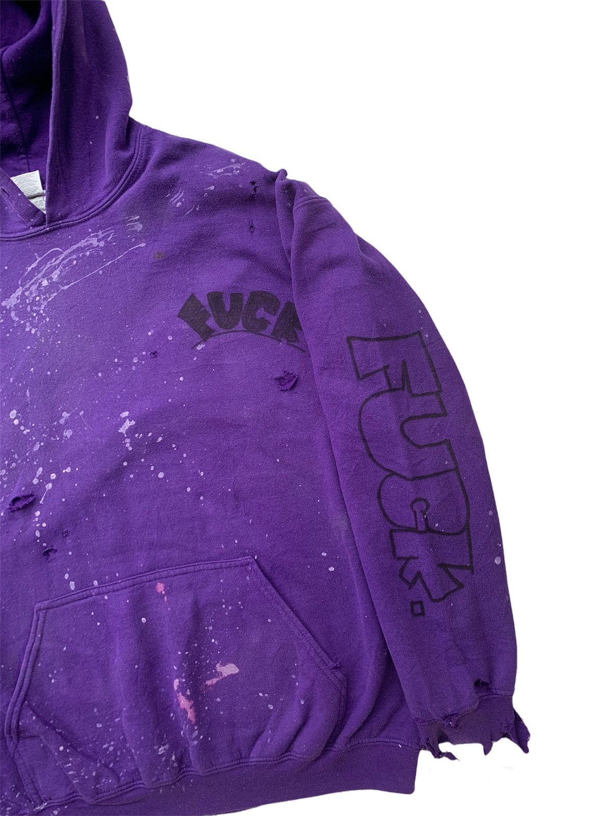 Vintage Vintage THRASHED FUCK Paint Splatter Purple Hoodie Size US M / EU 48-50 / 2 - 6 Thumbnail