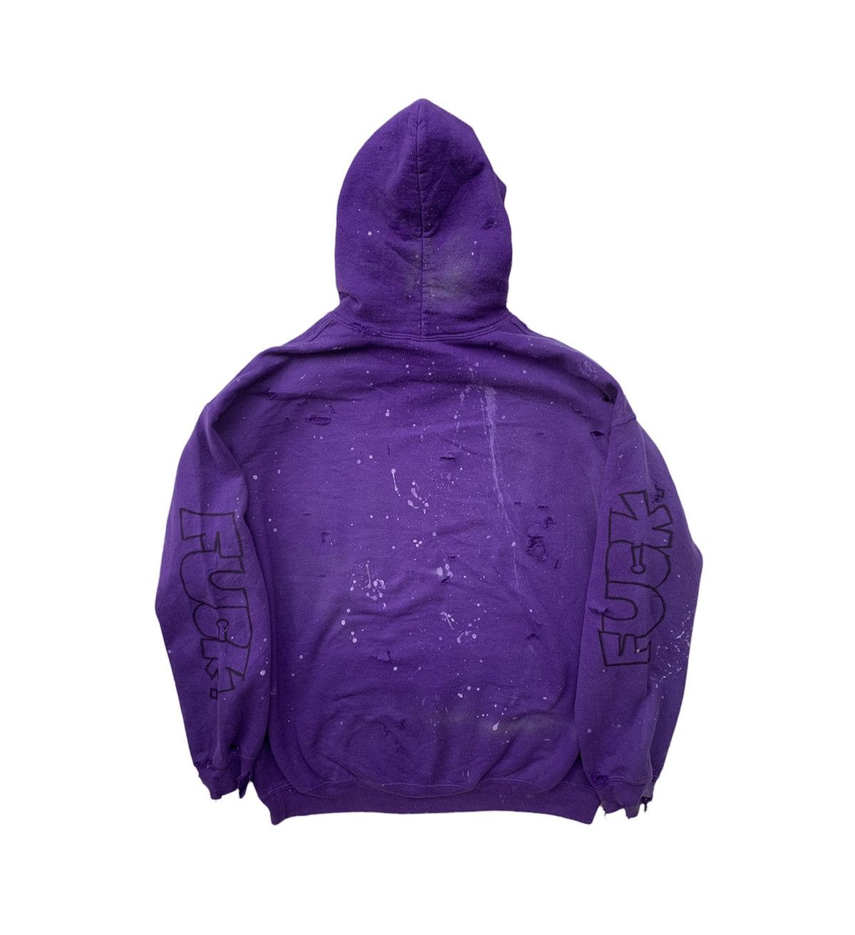 Vintage Vintage THRASHED FUCK Paint Splatter Purple Hoodie Size US M / EU 48-50 / 2 - 9 Thumbnail