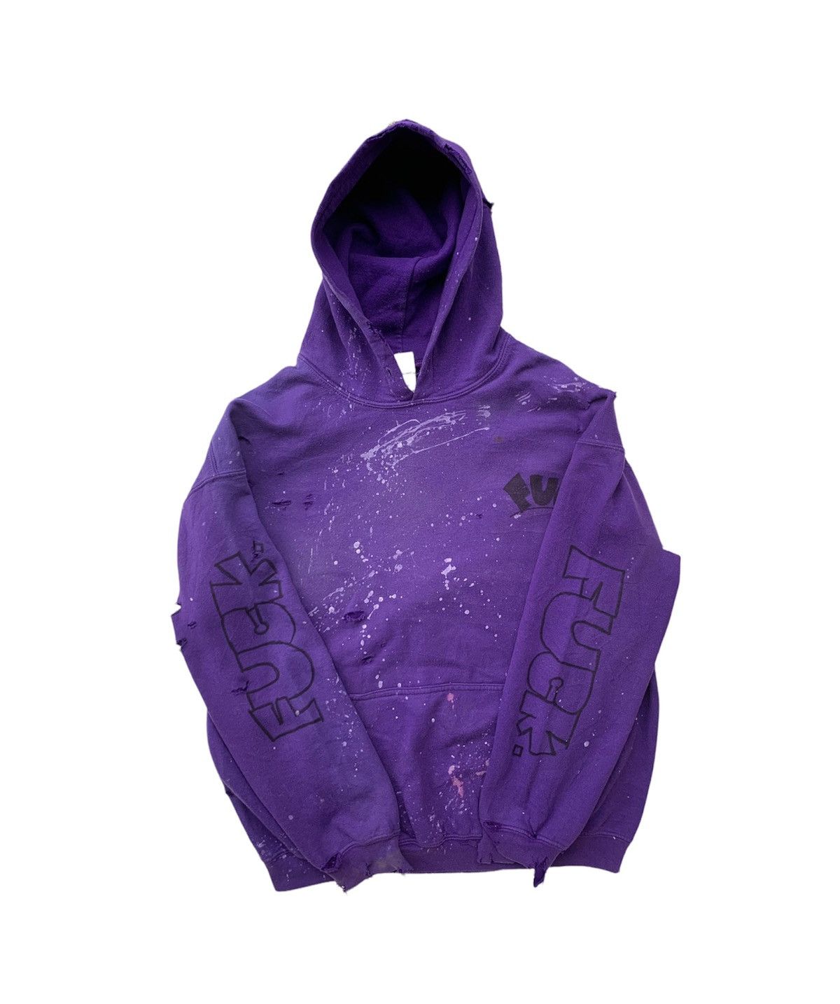 Vintage Vintage THRASHED FUCK Paint Splatter Purple Hoodie Size US M / EU 48-50 / 2 - 8 Thumbnail
