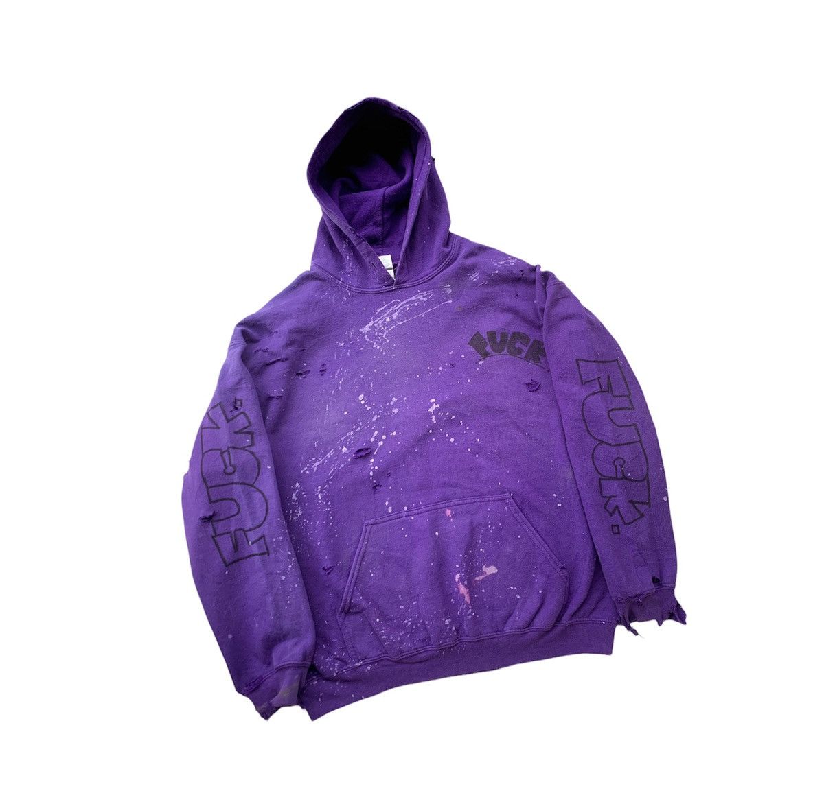 Vintage Vintage THRASHED FUCK Paint Splatter Purple Hoodie Size US M / EU 48-50 / 2 - 3 Thumbnail