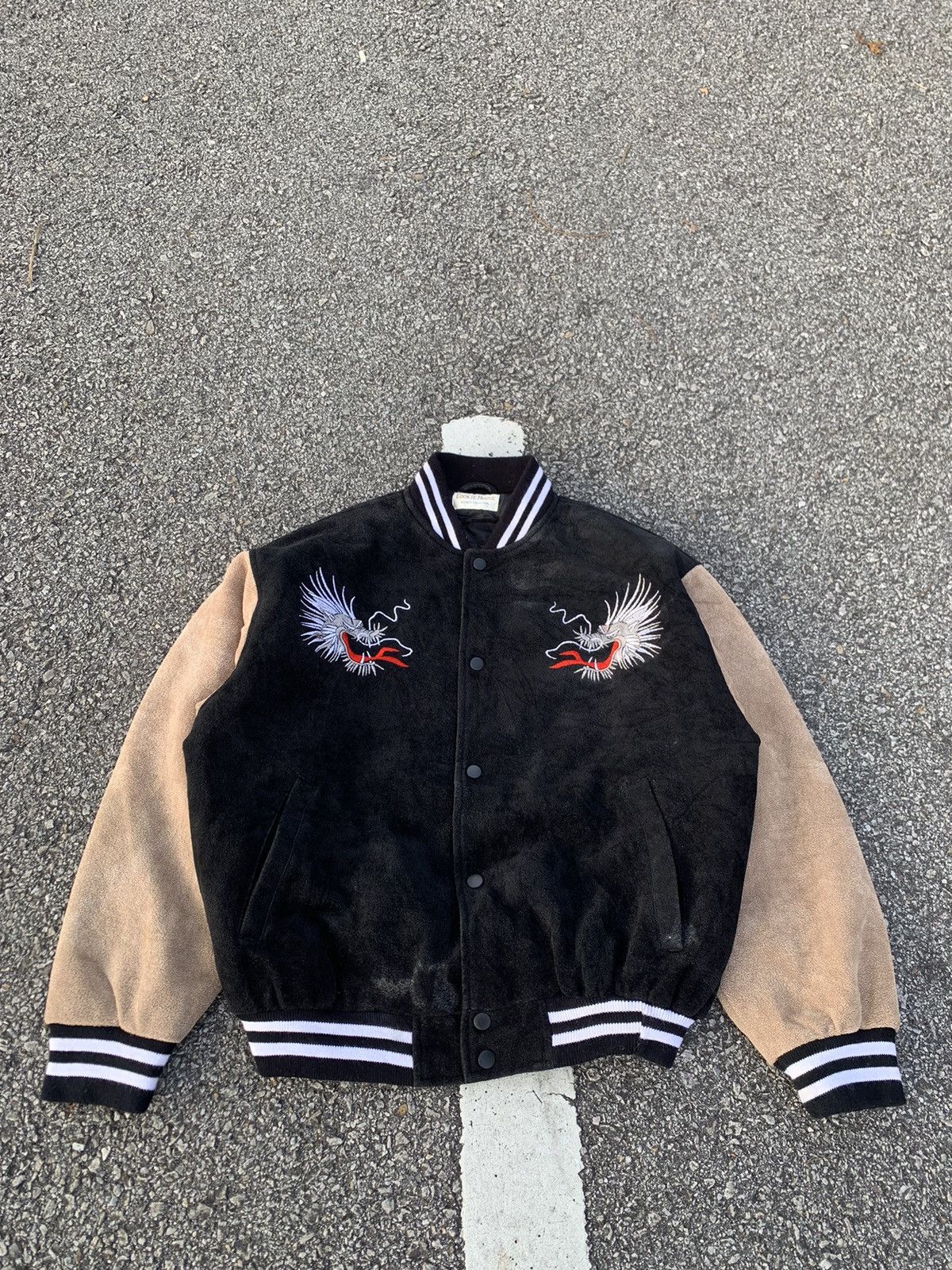 Vintage 🐲Vtg THRASHED COOKIE HOUSE EMBROIDERY DRAGON VARSITY JACKET Size US M / EU 48-50 / 2 - 16 Thumbnail