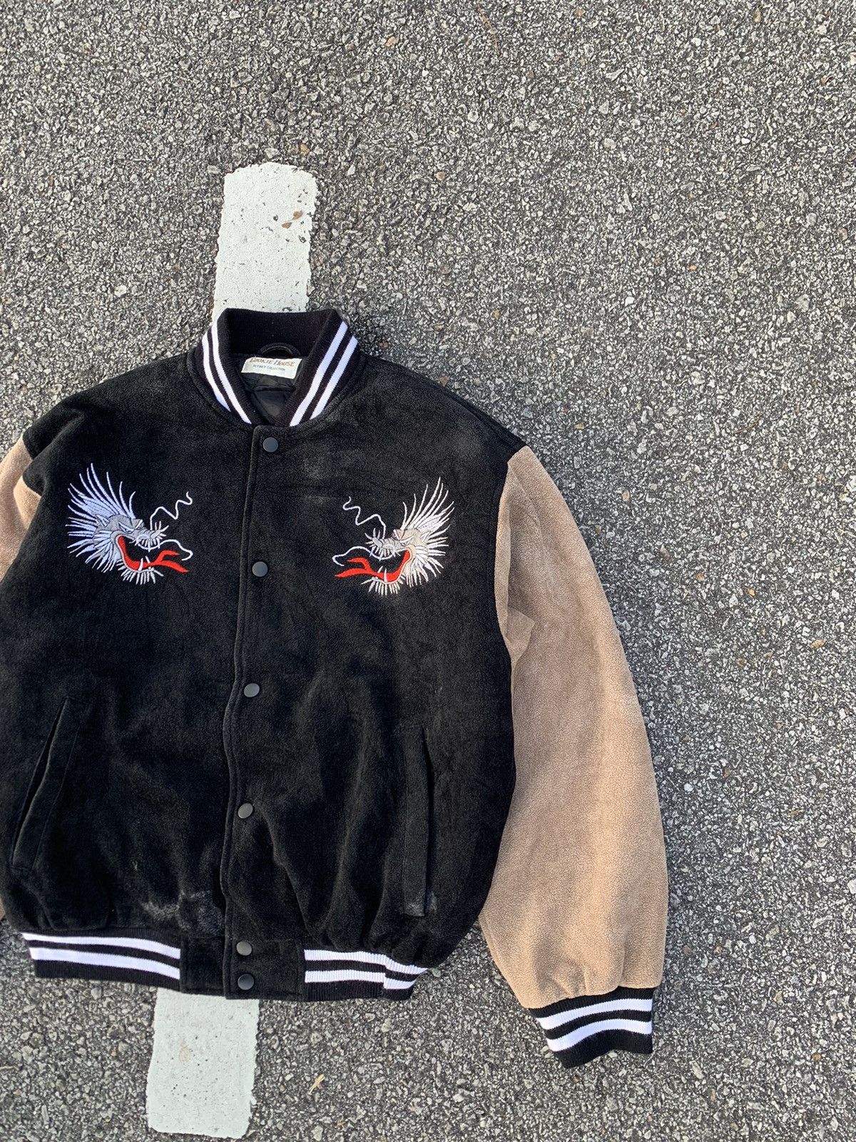 Vintage 🐲Vtg THRASHED COOKIE HOUSE EMBROIDERY DRAGON VARSITY JACKET Size US M / EU 48-50 / 2 - 4 Thumbnail