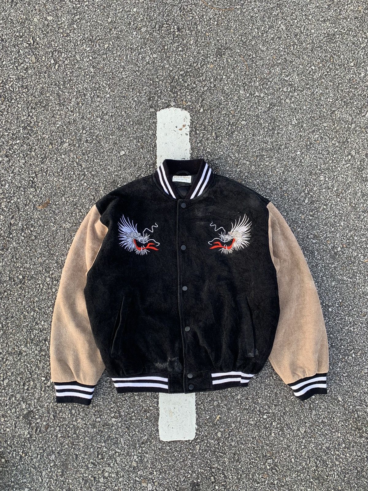 Vintage 🐲Vtg THRASHED COOKIE HOUSE EMBROIDERY DRAGON VARSITY JACKET Size US M / EU 48-50 / 2 - 2 Thumbnail