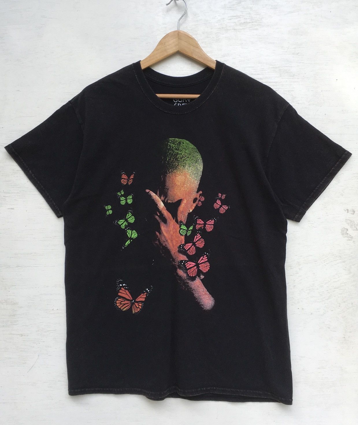 image of Frank Ocean Butterfly Boxy Sun Faded Tee in Black Sun Faded, Men's (Size Medium)