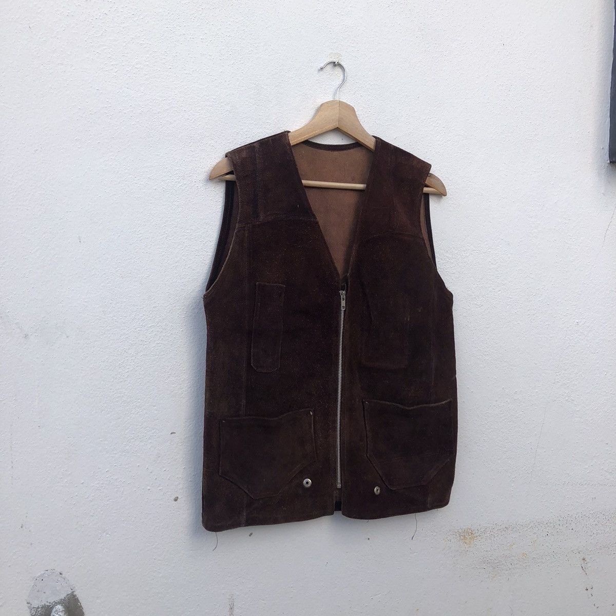 Japanese Brand VINTAGE LEATHER GENUINE VEST MULTI POCKET Size US M / EU 48-50 / 2 - 2 Thumbnail