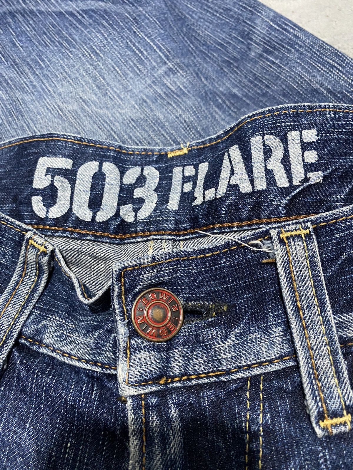 Japanese Brand 🔥Archieves🔥Edwin Flare 503 Raw Blue Trip Sky Blue Denim Size US 32 / EU 48 - 8 Thumbnail