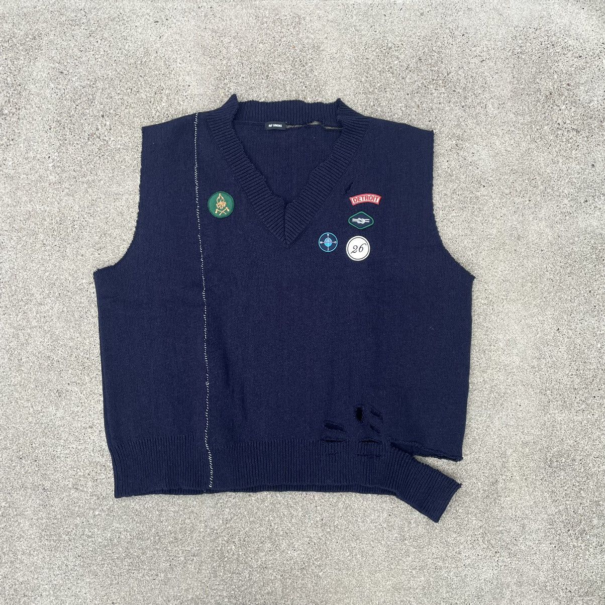 Image of Raf Simons Fw16 Knitwear Spencer in Navy, Men's (Size XL)