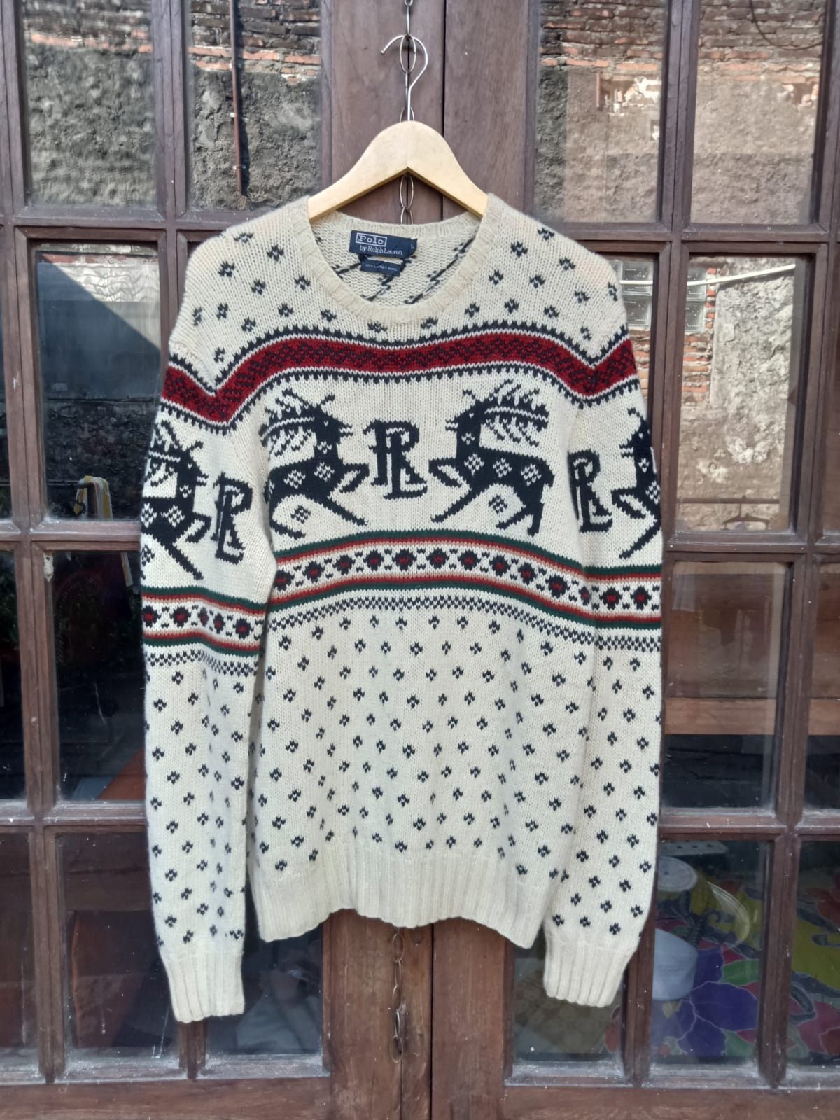 Vintage Polo by Ralph Lauren 100% Wool Hand Knit Moose Sweater top