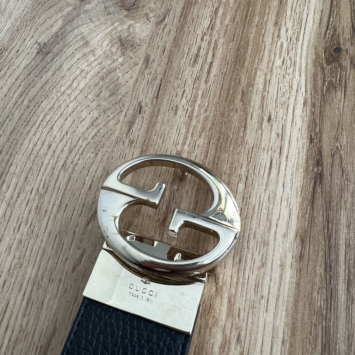 Gucci Gucci GG Black Red Leather Belt Gold Size ONE SIZE - 4 Thumbnail