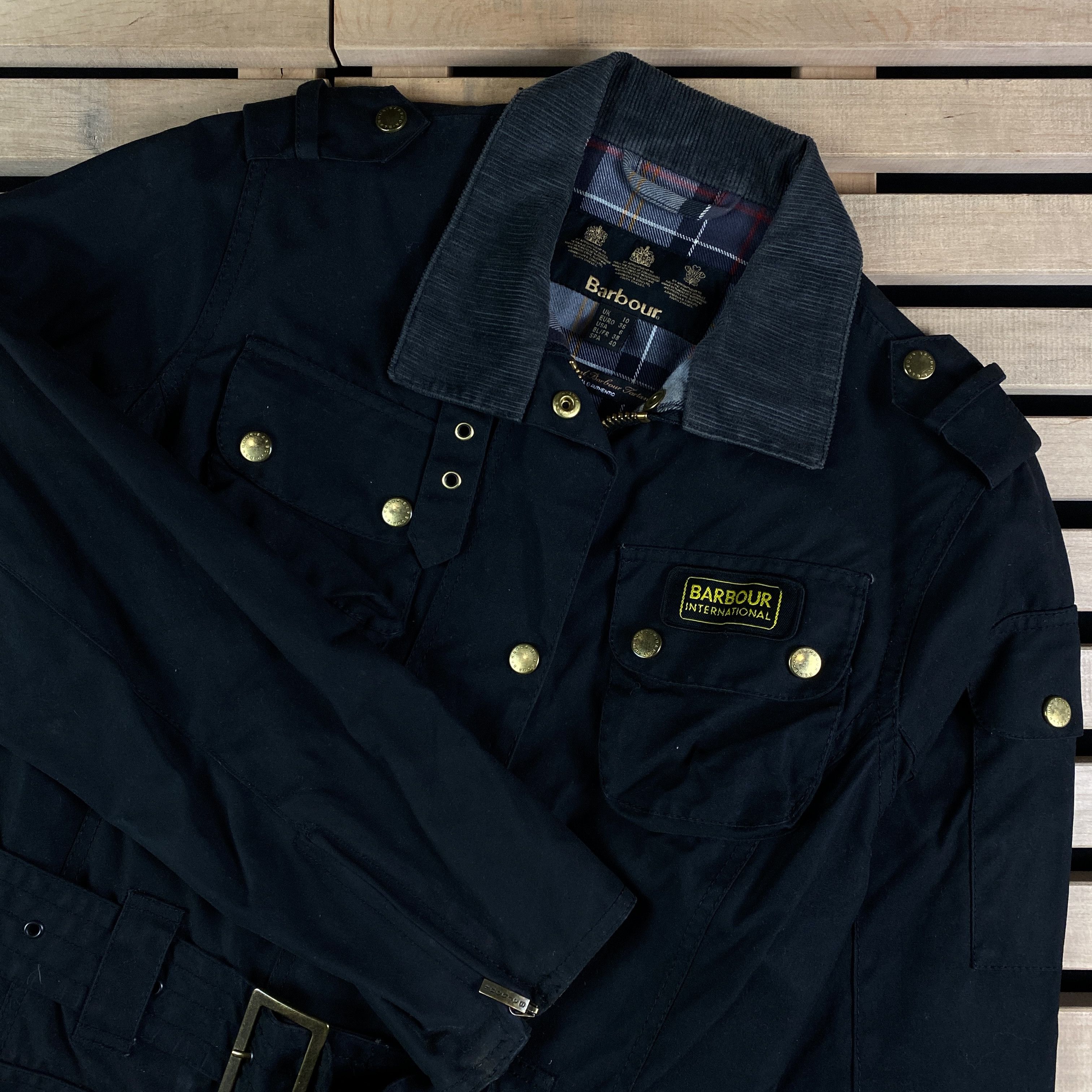 Barbour Womens Wax Jacket Barbour International Ladies Size 12 Size M / US 6-8 / IT 42-44 - 2 Thumbnail