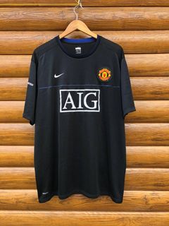 Manchester United AIG Black Soccer Football Away Jersey Size Small NIKE Fit  Dry 2009/10. Free Shipping USA.