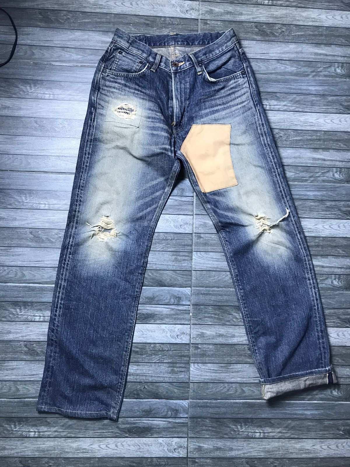 Rare vintage EDWIN patchwork selvedge jeans