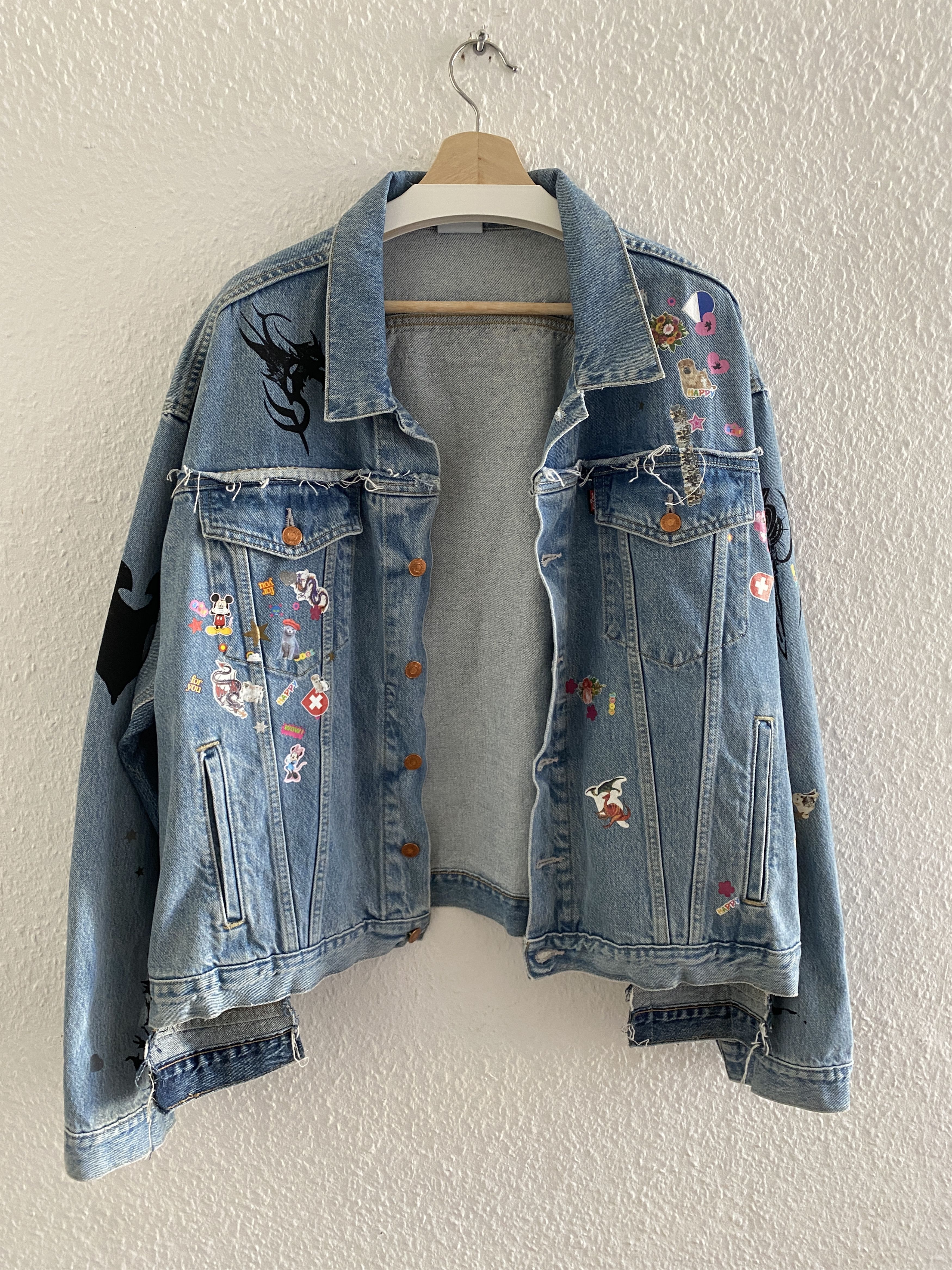 Tribal Sticker Denim Jacket