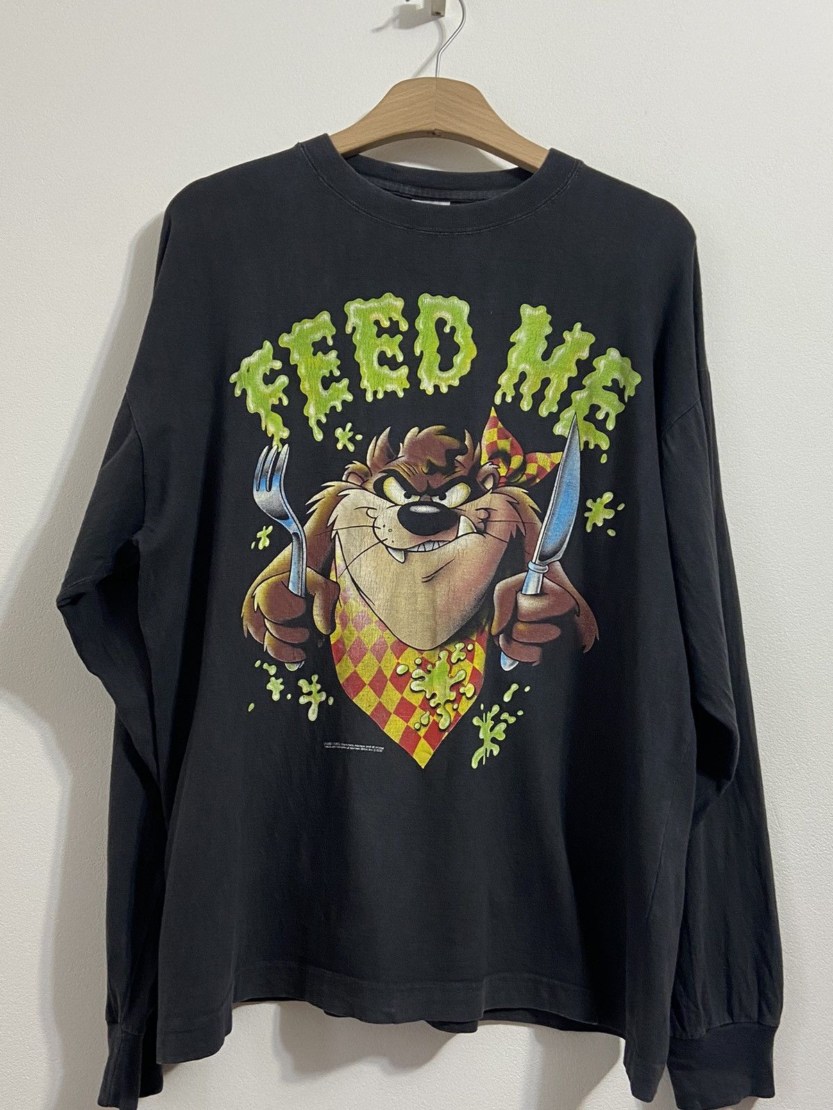Vintage Tasmanian Looney Tunes Vintage Long Sleeve Feed Me 1992 Size US XL / EU 56 / 4 - 12 Thumbnail
