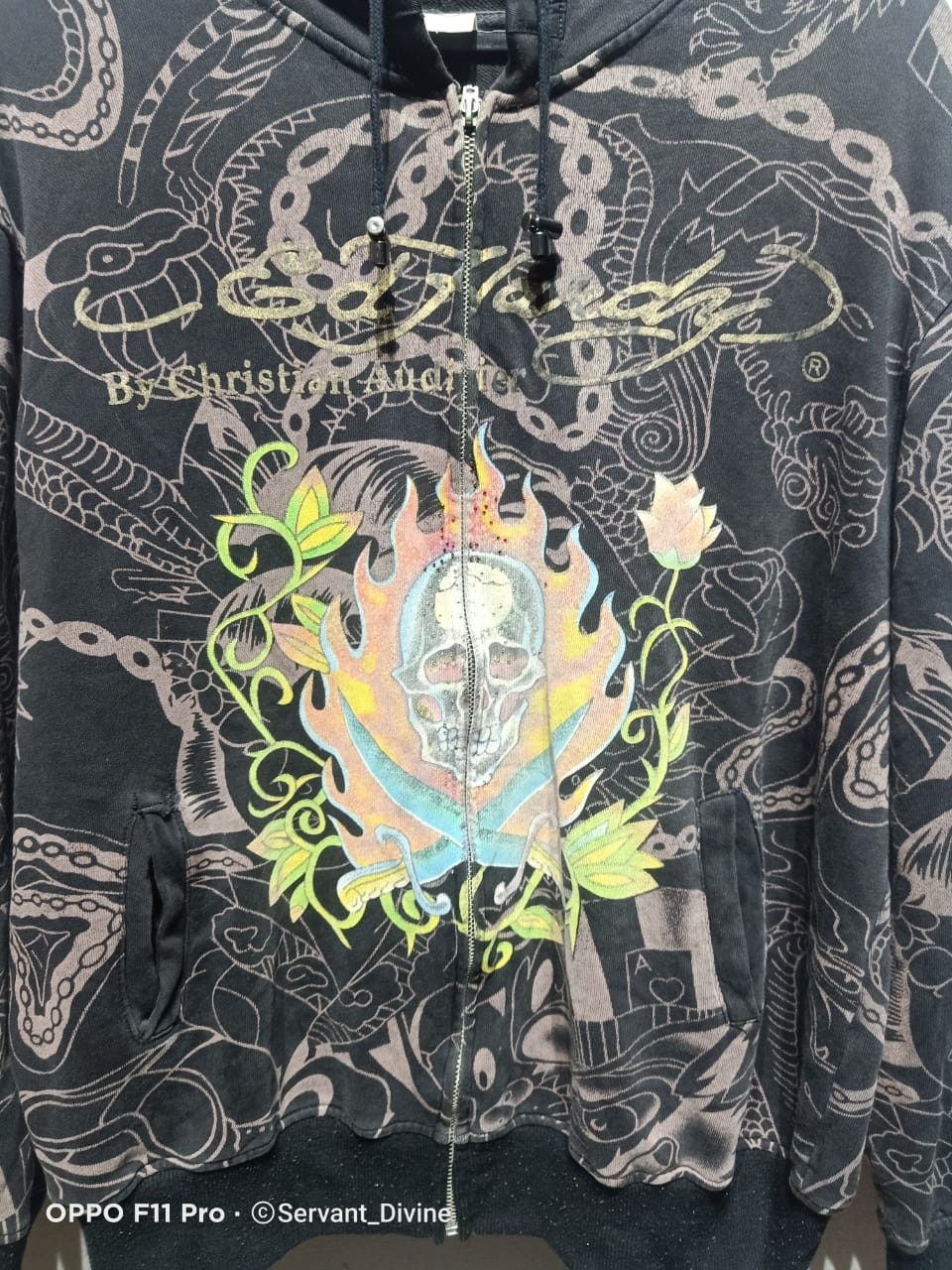 Christian Audigier × Ed Hardy Vintage ED Hardy Full Printed Zipper Hoodie Size US XL / EU 56 / 4 - 4 Thumbnail