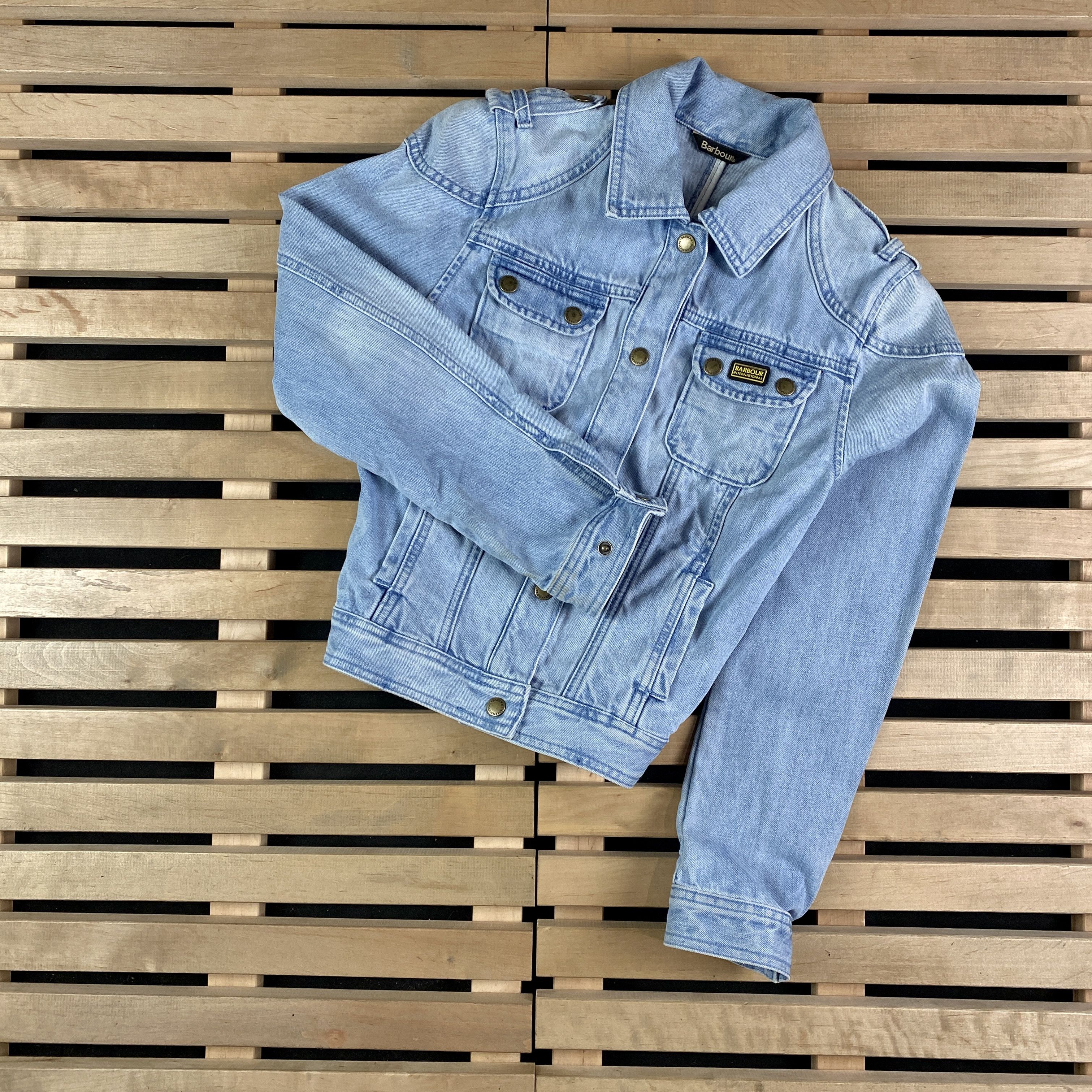 Womens Denim Jeans Jacket Barbour International Size Uk 10