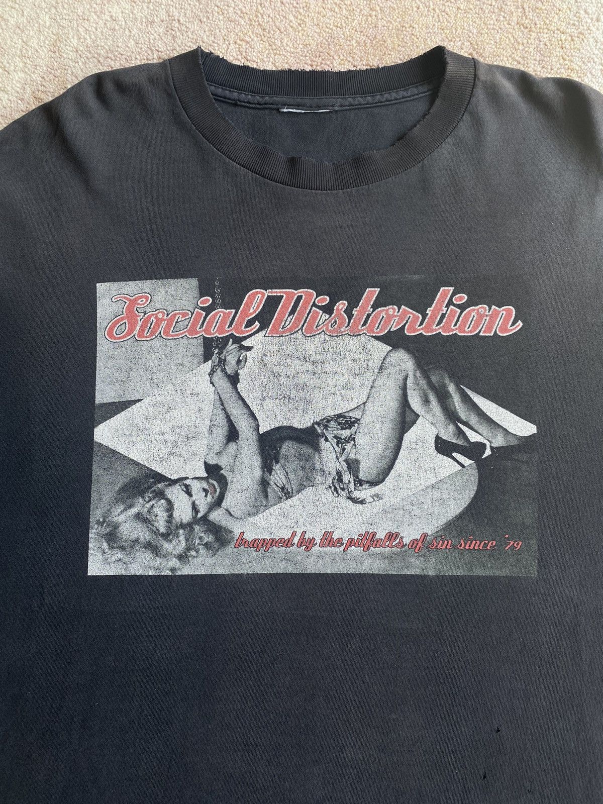 image of Band Tees x Vintage 90's Social Distortion Bondage T Shirt in Black, Men's (Size XL)