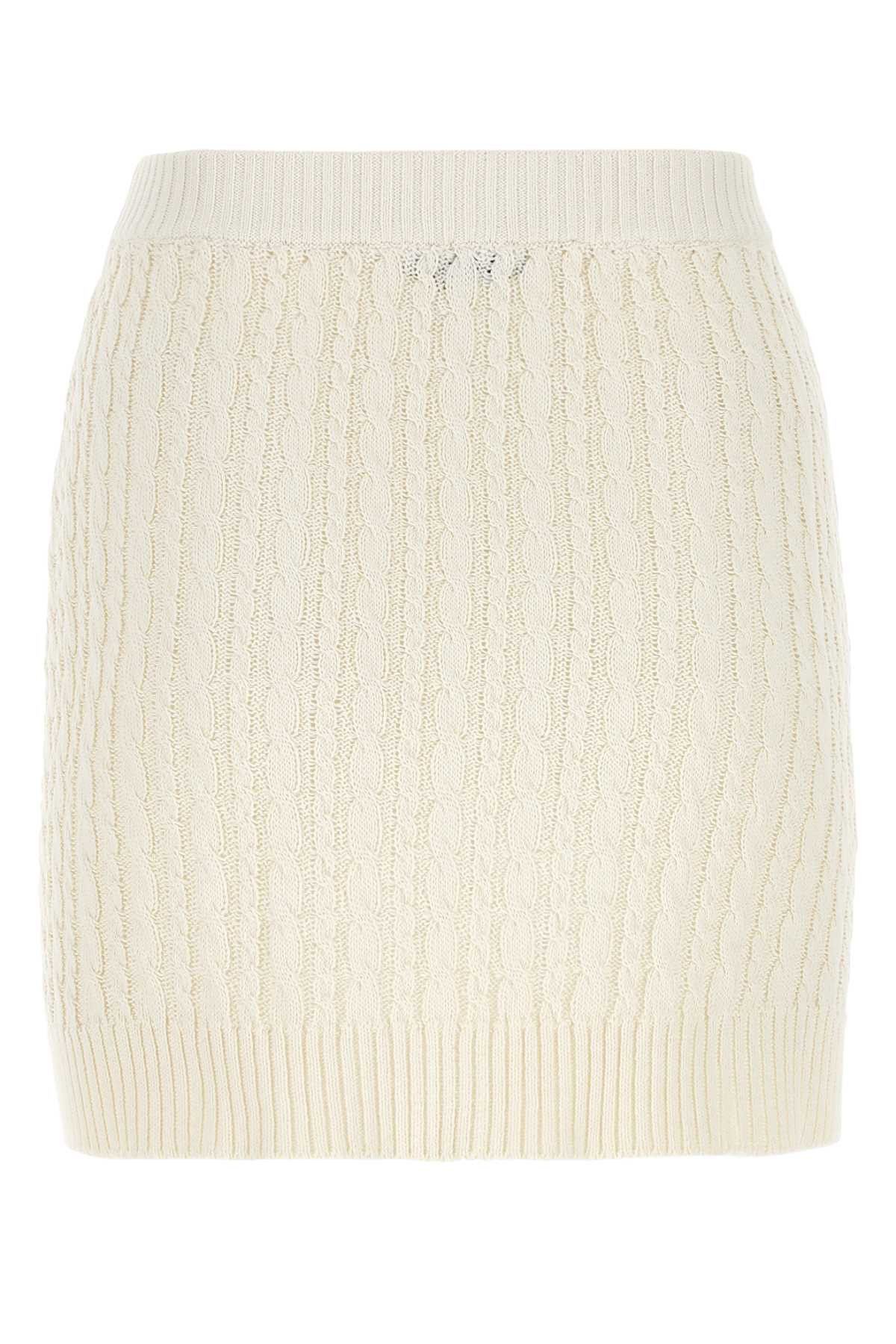 Ivory Cotton Blend Mini Skirt
