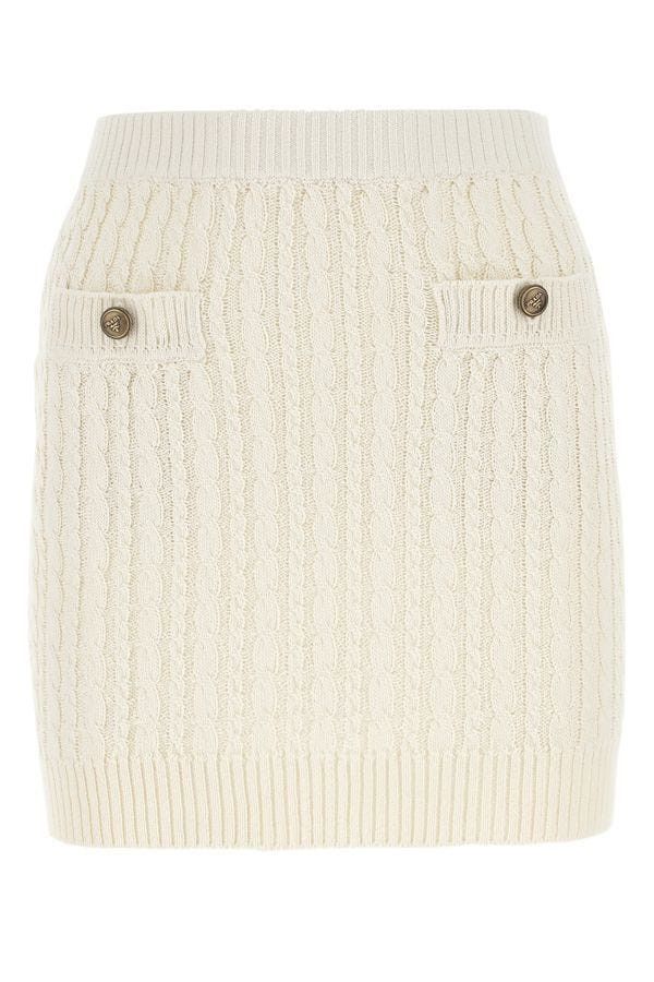 Ivory Cotton Blend Mini Skirt