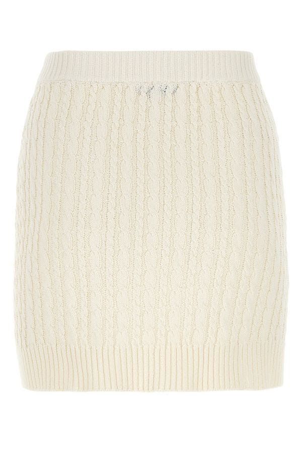 Ivory Cotton Blend Mini Skirt