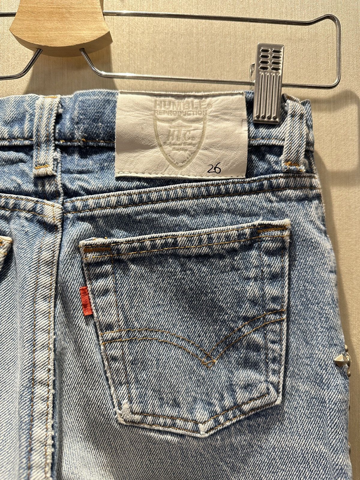 Hollywood Trading Company HTC IrregulaR HUMBLE Gemstone Studded Vintage Levi’s Jeans Size US 26 / EU 42 - 8 Thumbnail