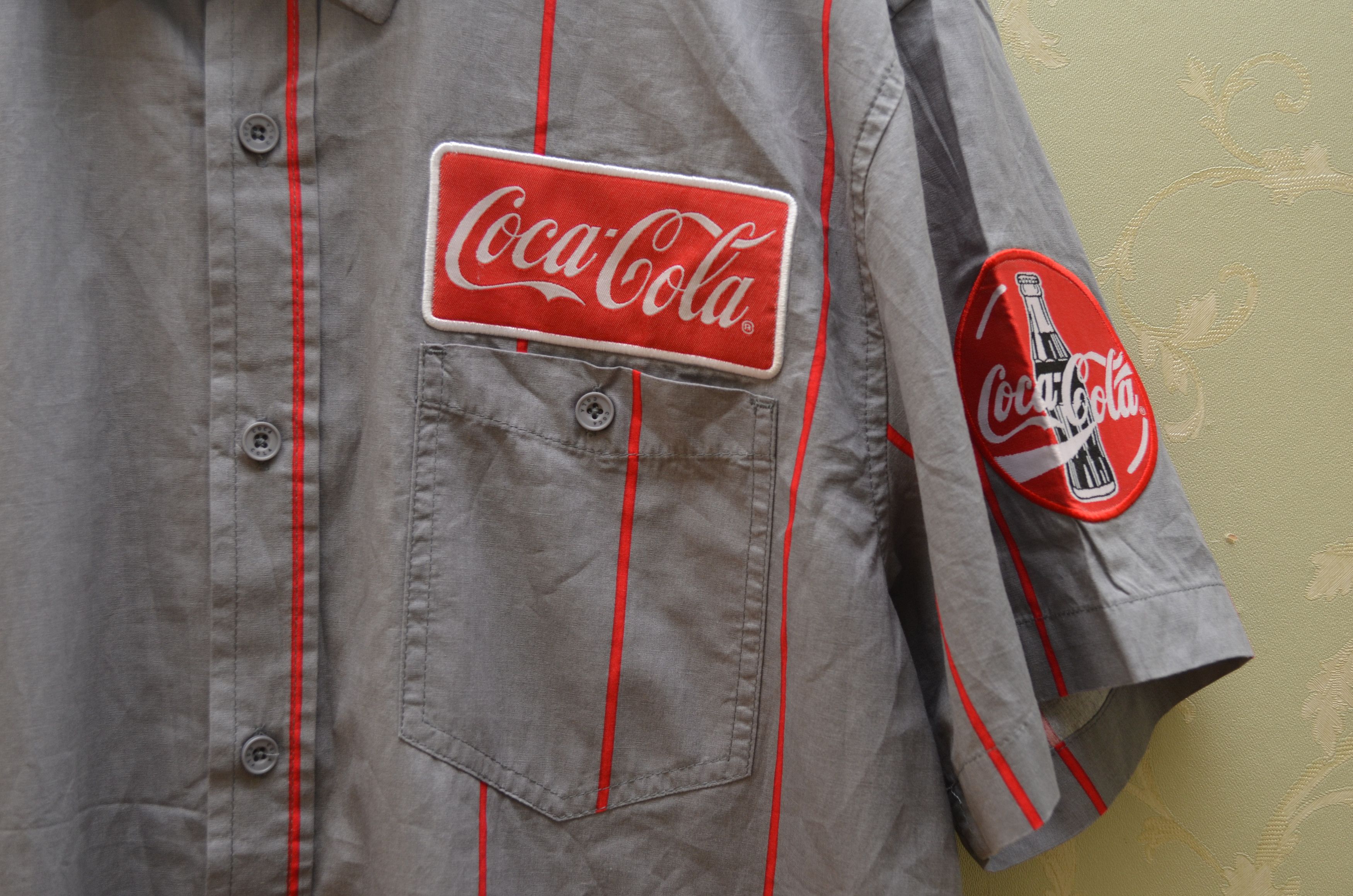 Coca Cola × Vintage Vintage Coca Cola Striped Shirt Big Logo y2k 90s Size US L / EU 52-54 / 3 - 3 Thumbnail