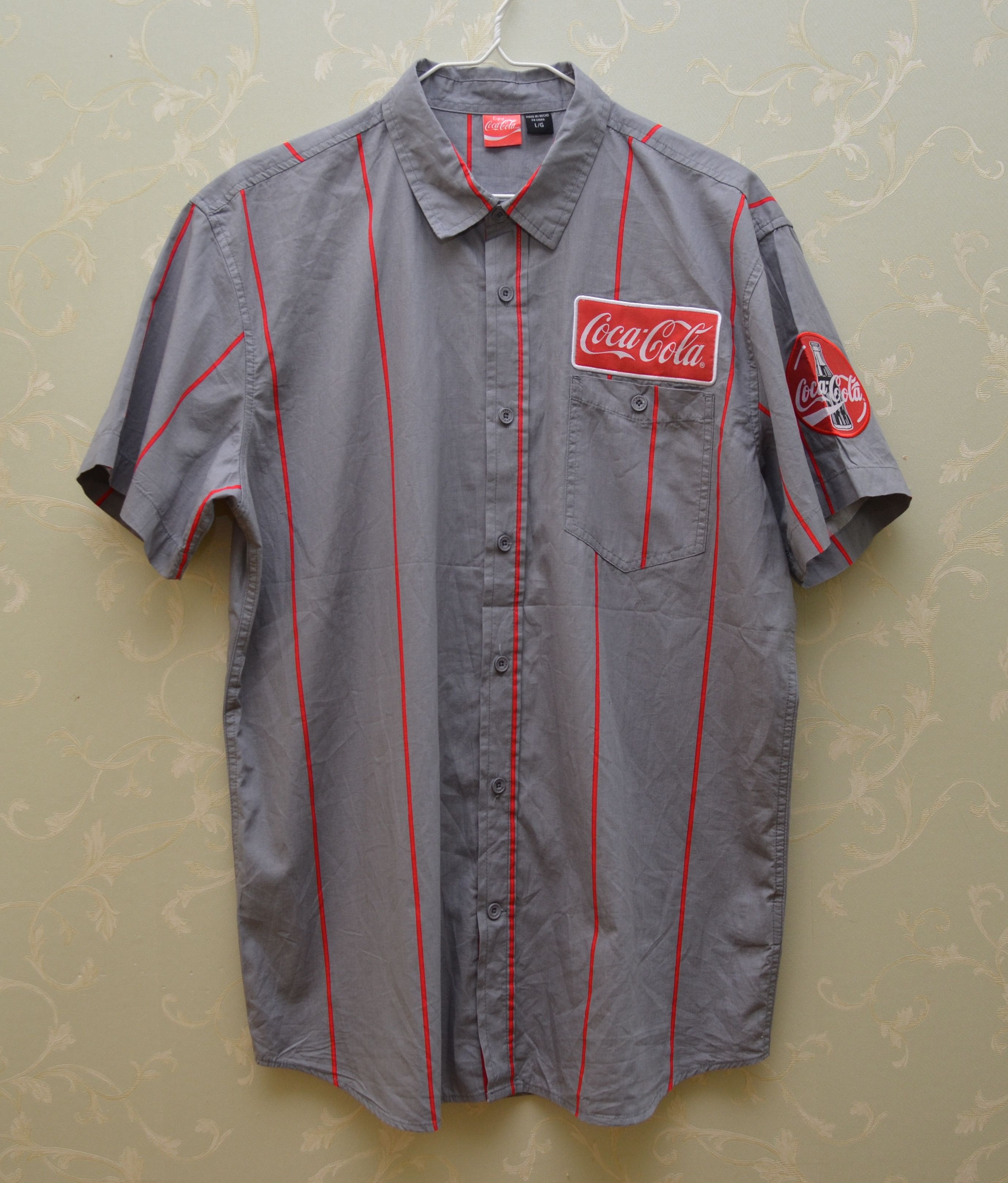 Coca Cola × Vintage Vintage Coca Cola Striped Shirt Big Logo y2k 90s Size US L / EU 52-54 / 3 - 1 Thumbnail