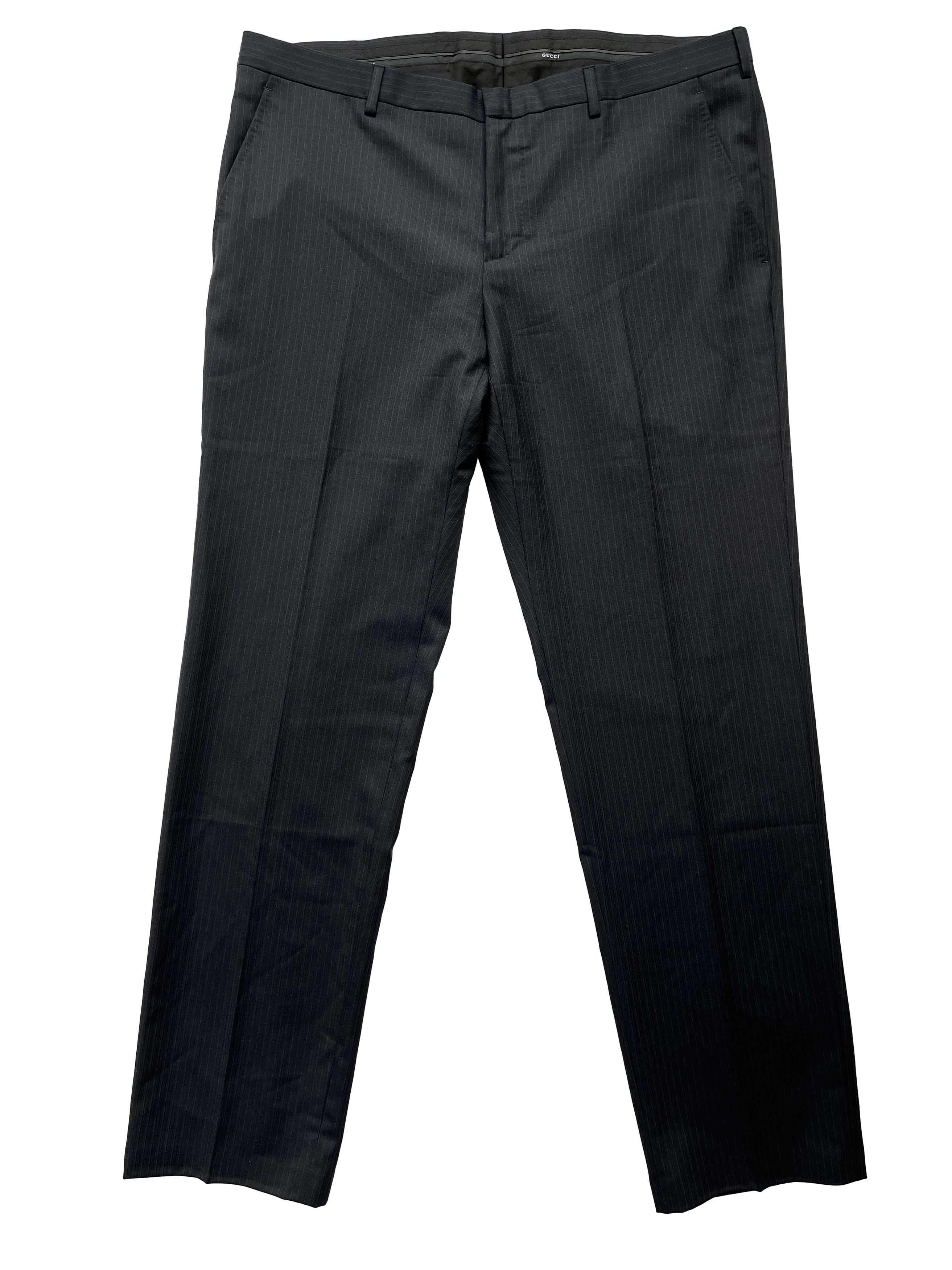 image of Gucci Black With Pinstipe Pants Trousers, Men's (Size 38)