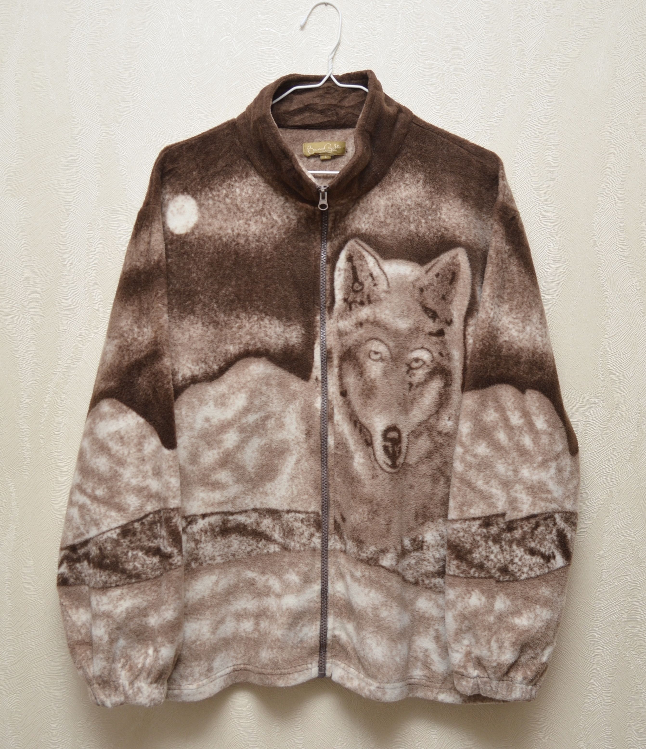 Vintage Vintage Wolf Fleece Jacket All Over Print Full Zip 90s L Size US L / EU 52-54 / 3 - 1 Thumbnail