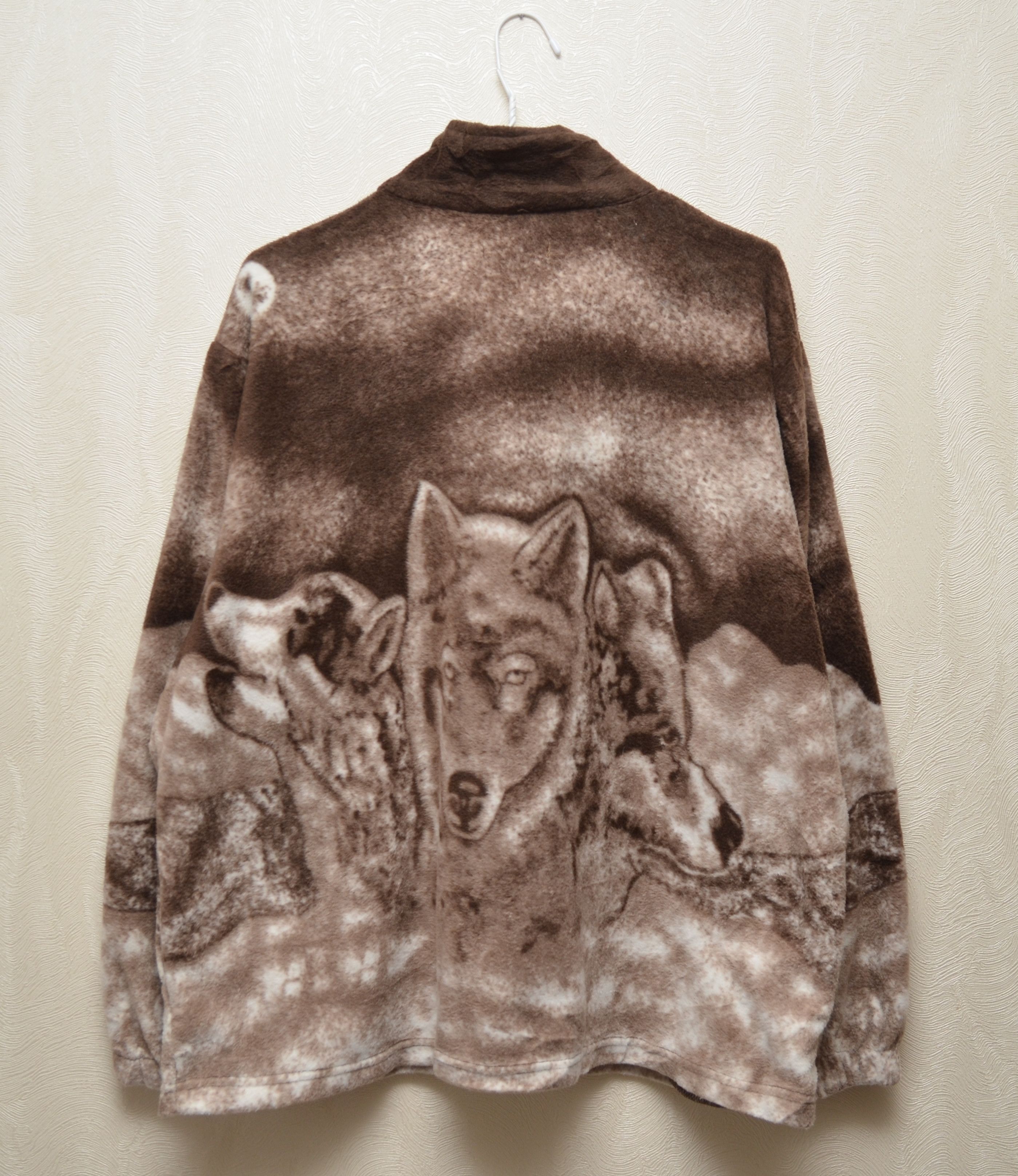 Vintage Vintage Wolf Fleece Jacket All Over Print Full Zip 90s L Size US L / EU 52-54 / 3 - 4 Thumbnail