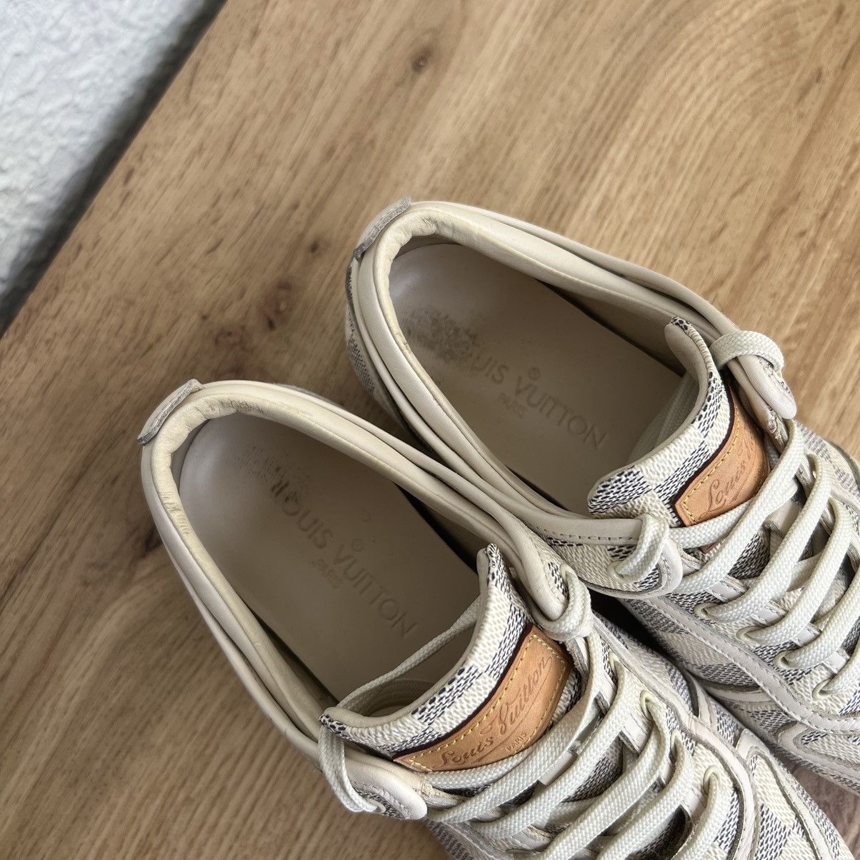 Louis Vuitton Louis Vuitton Leather Beige Trainers LV Shoes Checkered Size US 5.5 / IT 35.5 - 6 Thumbnail