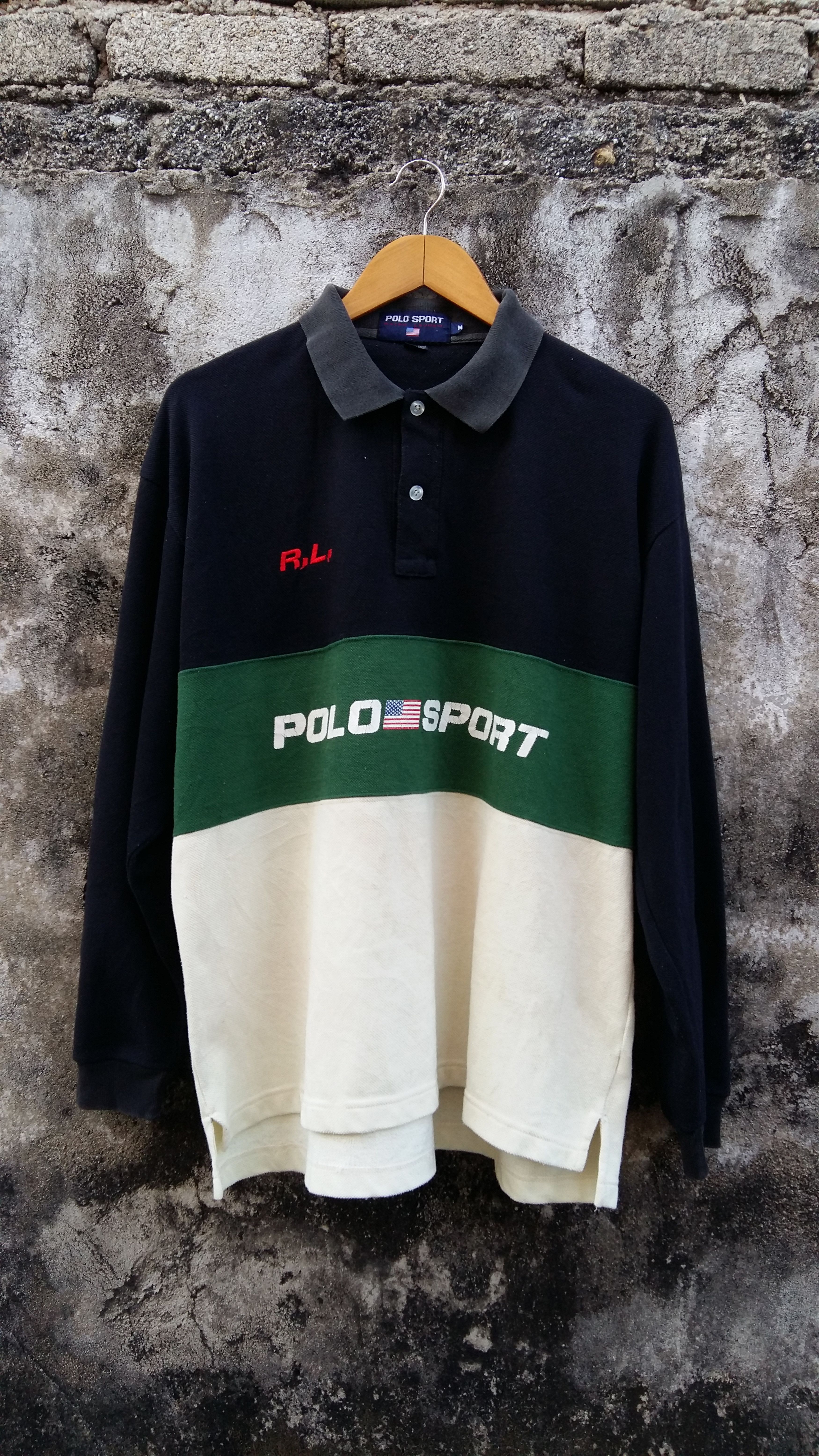 Polo Ralph Lauren × Ralph Lauren × Vintage Vintage POLO SPORT Spellout Rugby Shirt Size US L / EU 52-54 / 3 - 1 Thumbnail