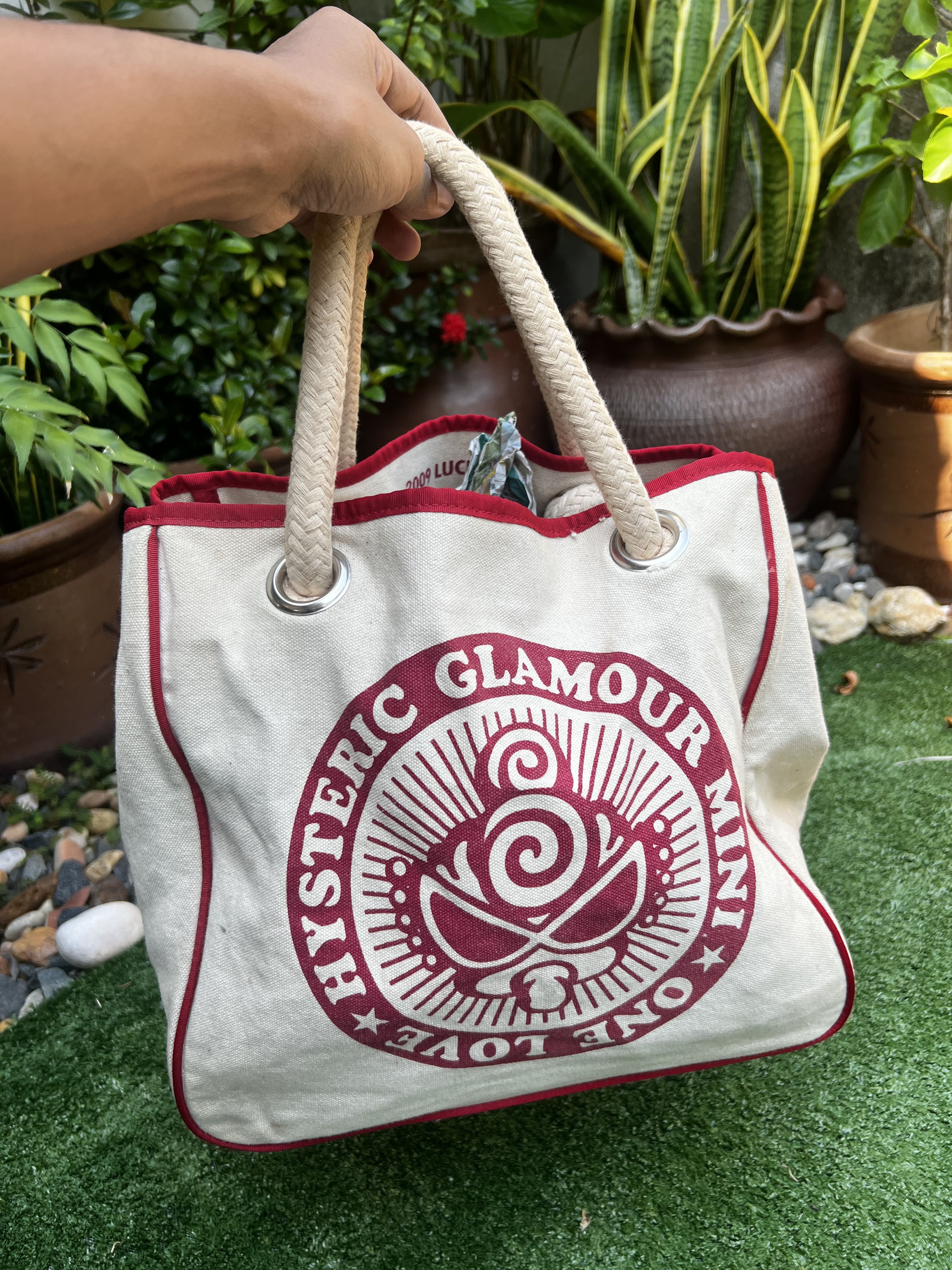 Mini One Love Tote Bag Canvas in White, Men's