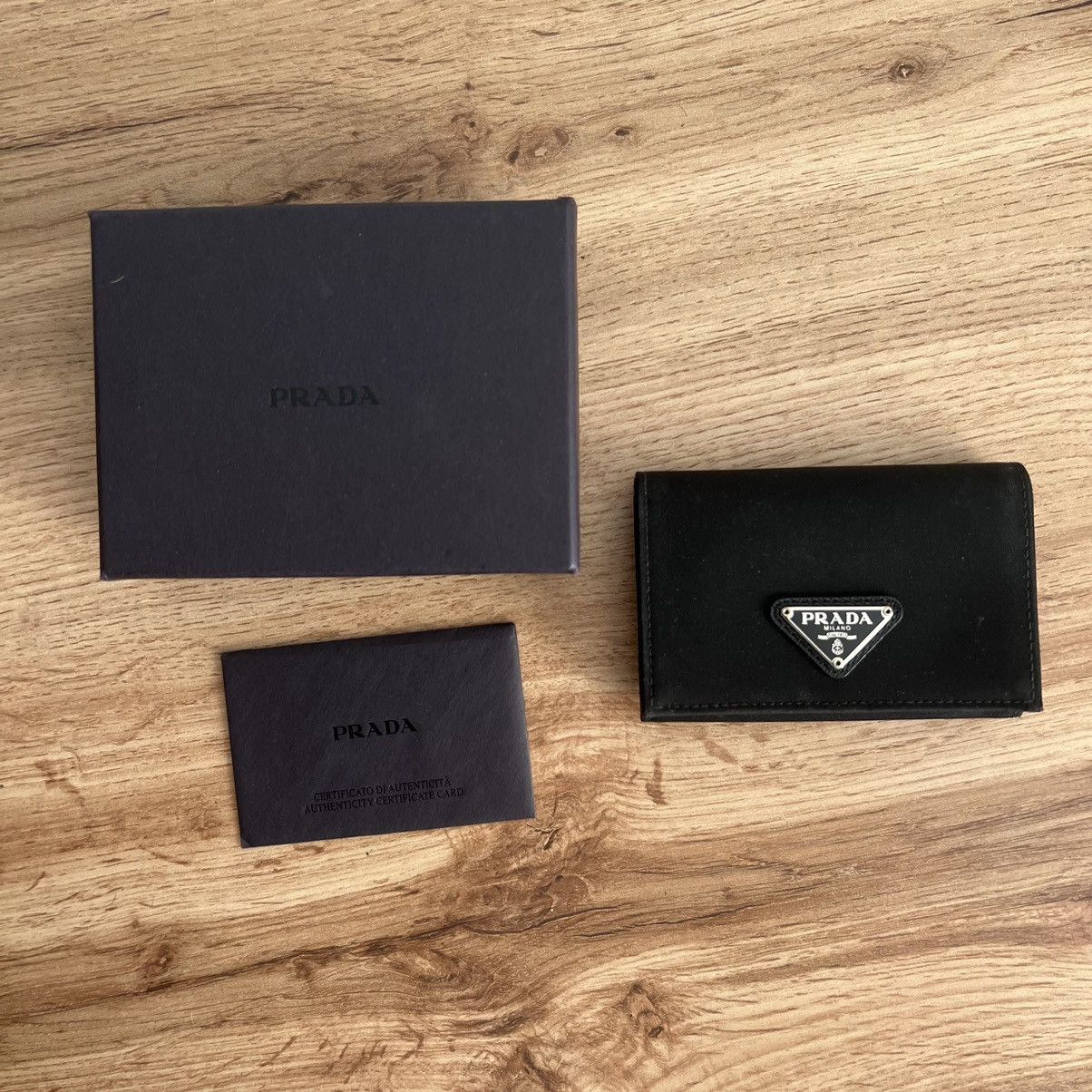 Prada Black Wallet Leather Prada Traingle Logo Size ONE SIZE - 2 Thumbnail