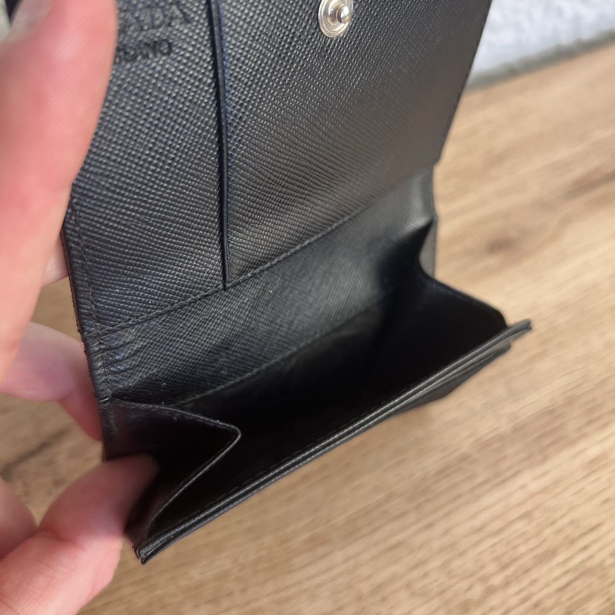 Prada Black Wallet Leather Prada Traingle Logo Size ONE SIZE - 6 Thumbnail