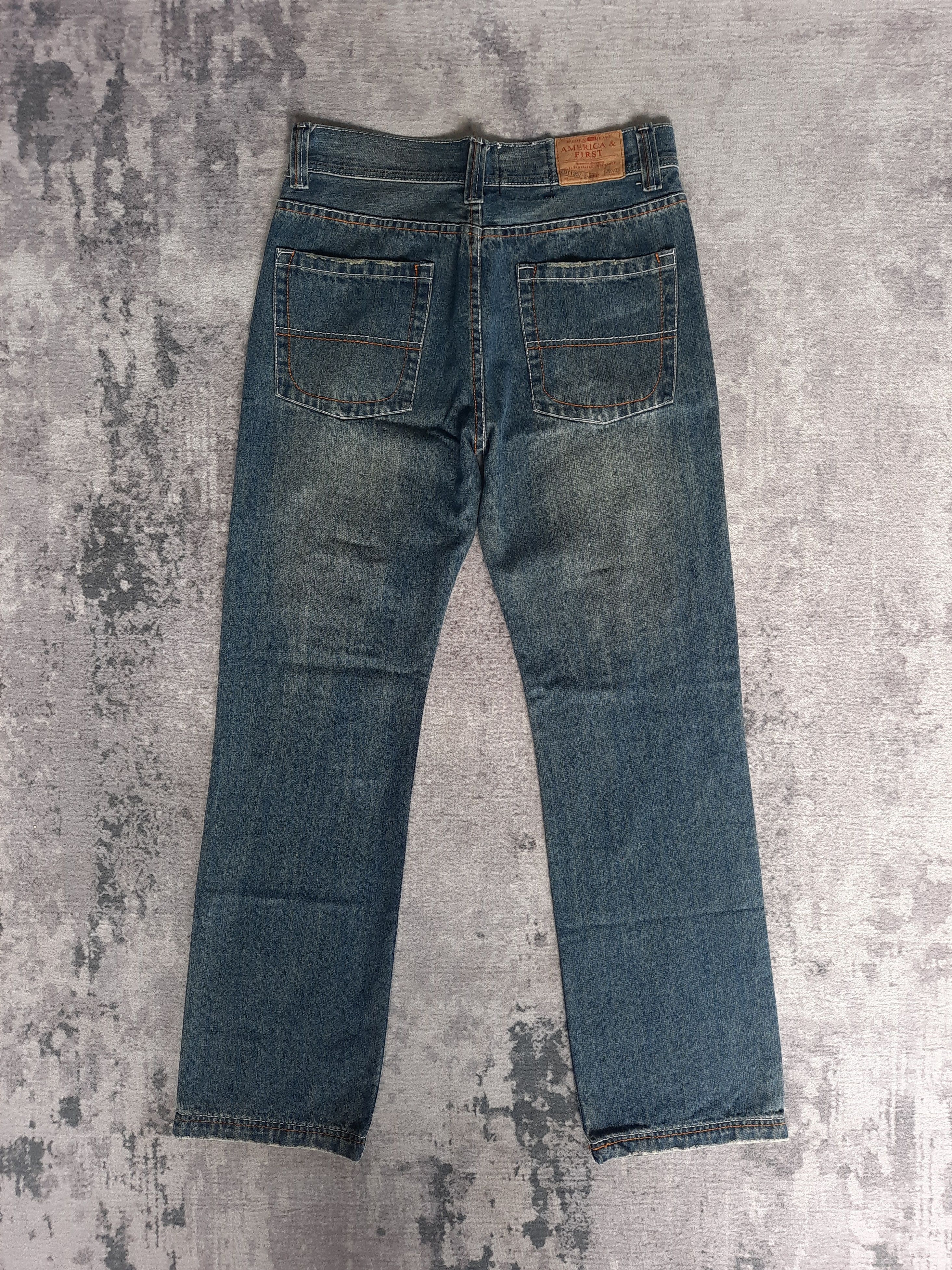 Japanese Brand 🦅 America first stonewash distressed denim jeans Size US 31 - 2 Thumbnail