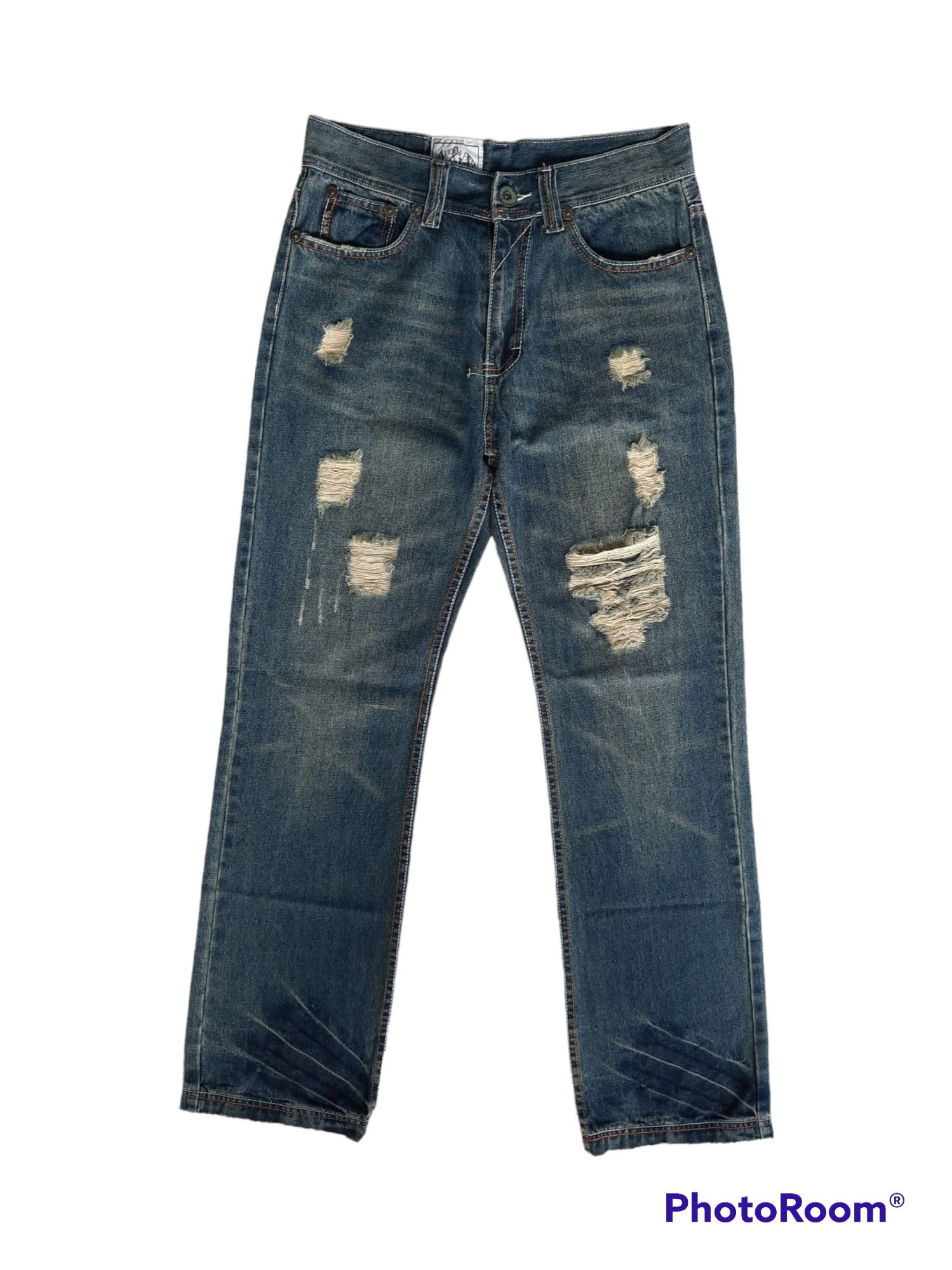 Japanese Brand 🦅 America first stonewash distressed denim jeans Size US 31 - 1 Thumbnail