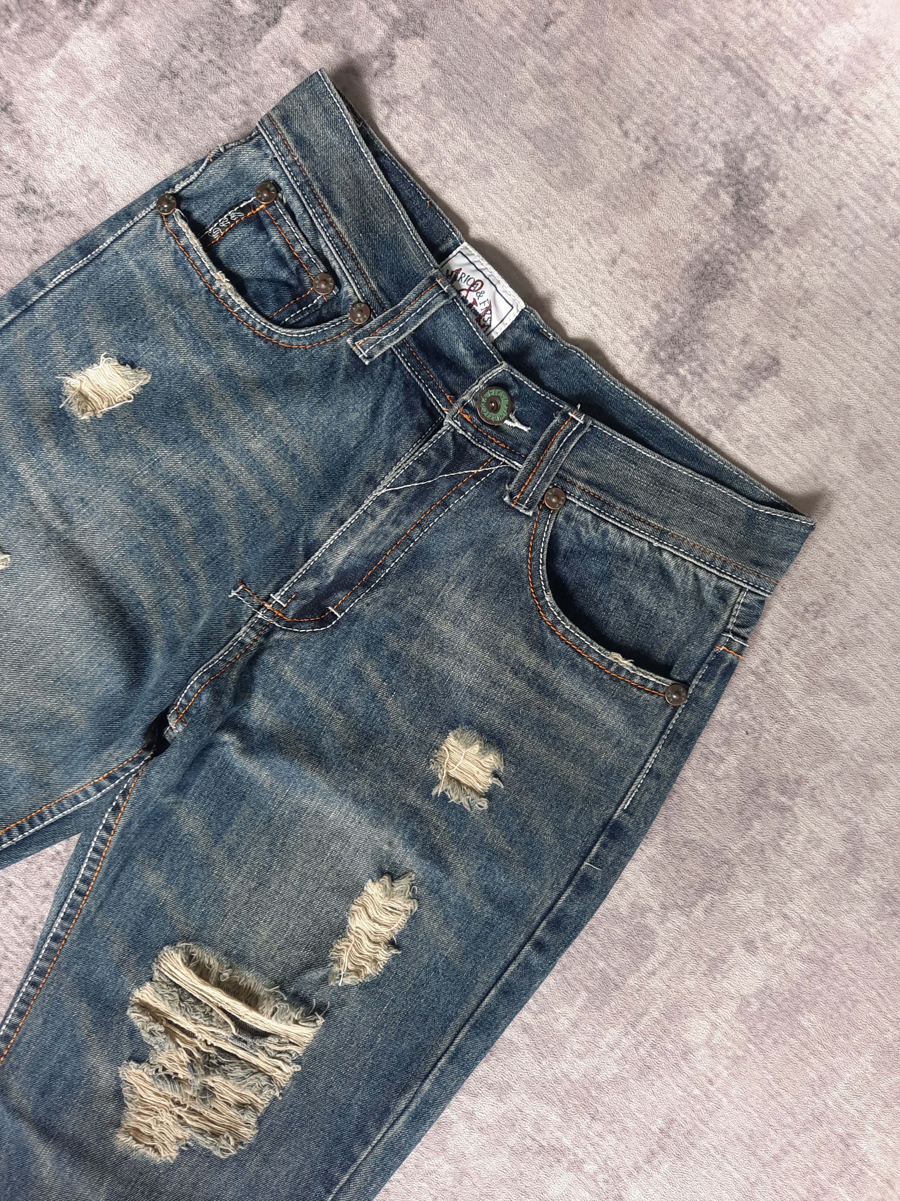 Japanese Brand 🦅 America first stonewash distressed denim jeans Size US 31 - 3 Thumbnail