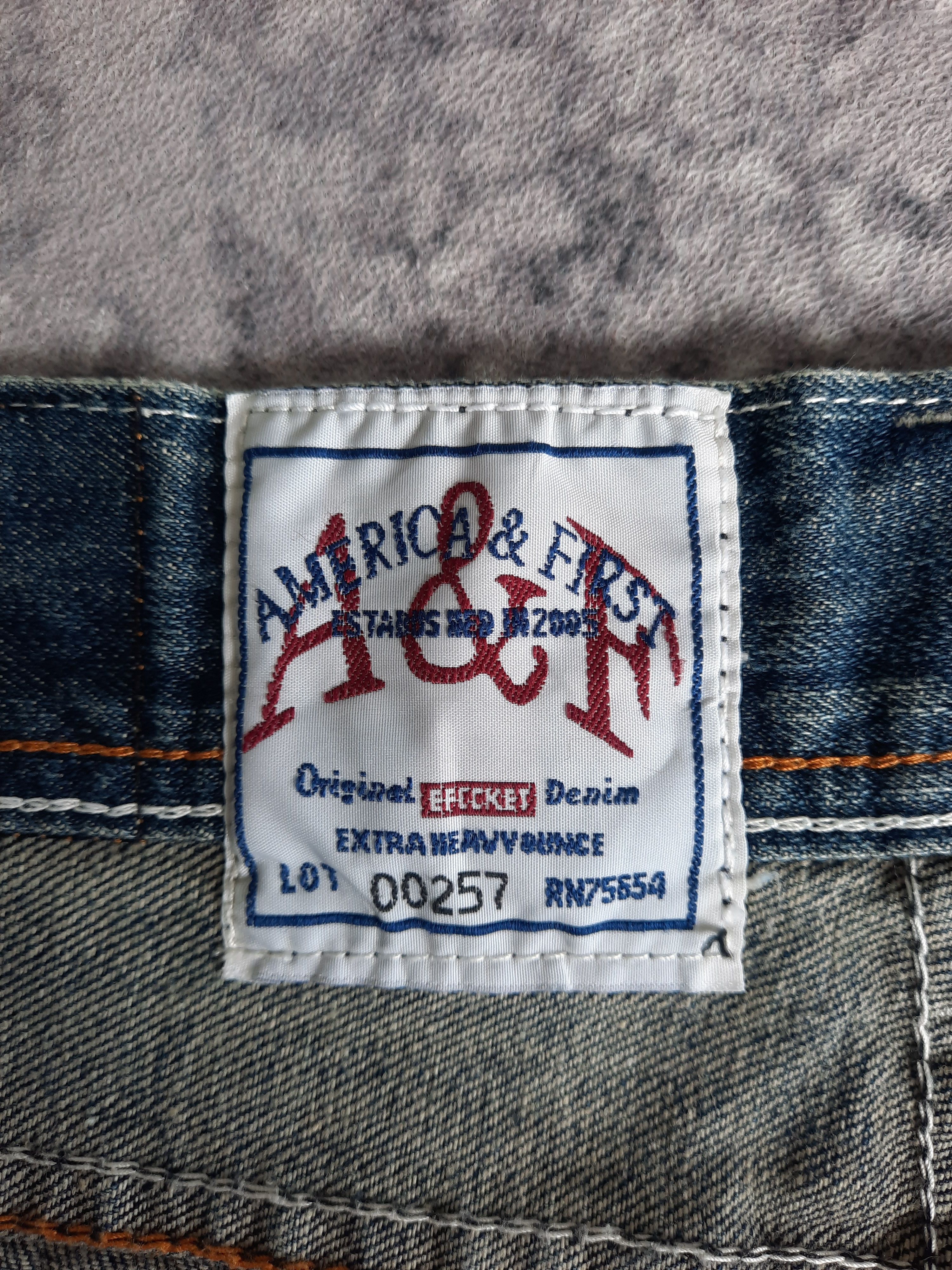 Japanese Brand 🦅 America first stonewash distressed denim jeans Size US 31 - 5 Thumbnail