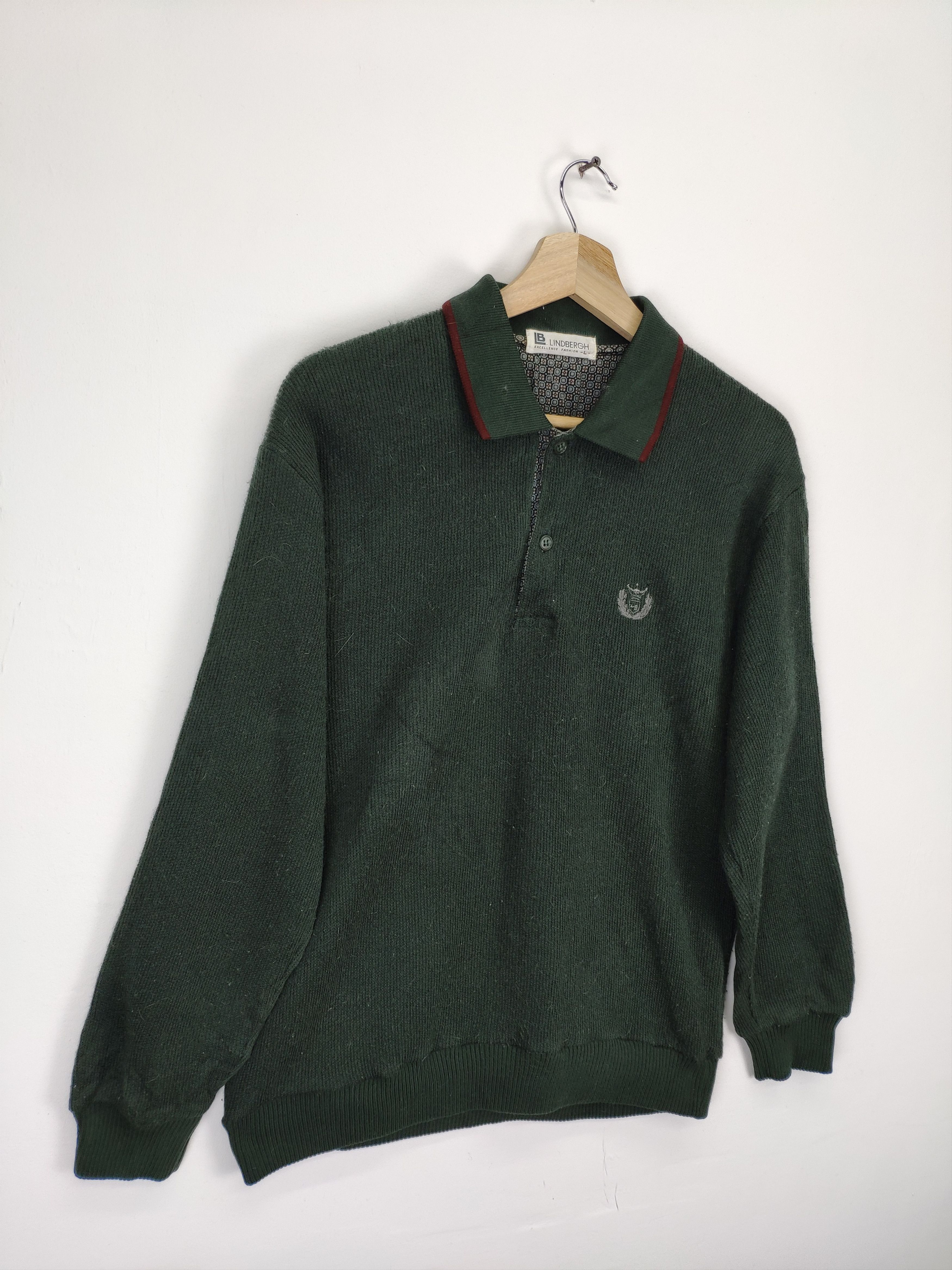 Japanese Brand × Vintage Vintage Wool Polo Shirt Long Sleeve by Lindberg Size US M / EU 48-50 / 2 - 3 Thumbnail