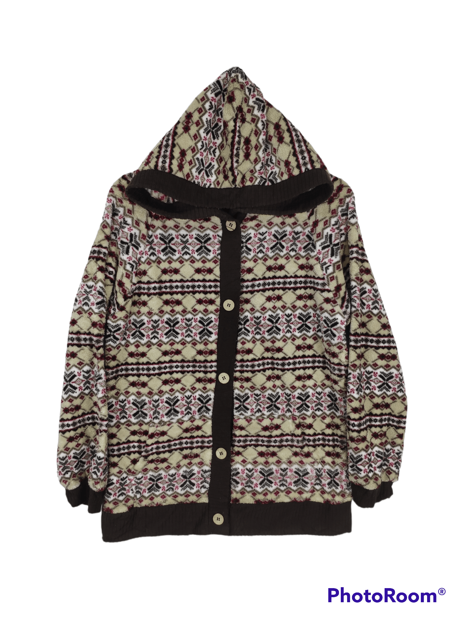 image of Fleece Cardigan Hoodie Native Style By Sospita, Women's (Size Medium)