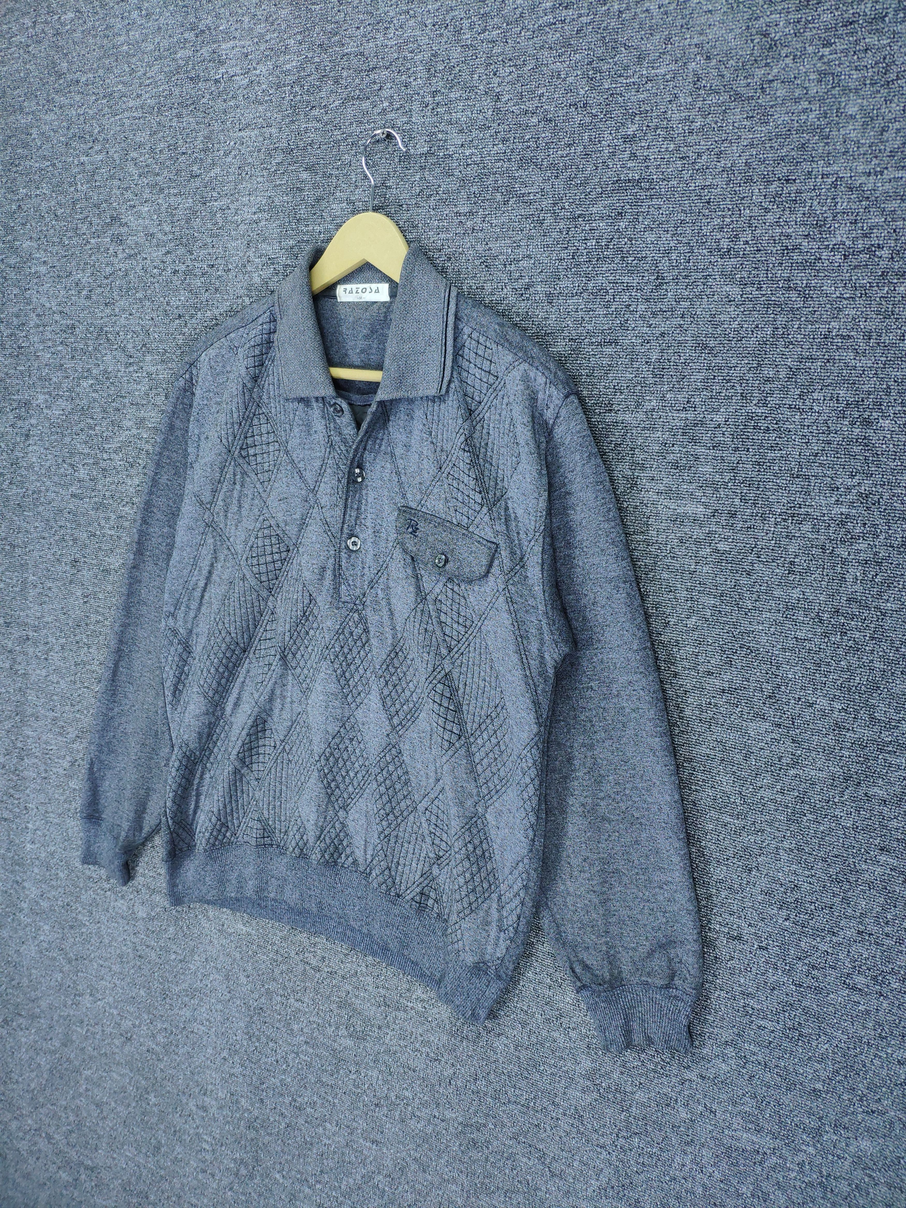 Japanese Brand × Vintage Steal 💥 Vintage Knit Polo Long Sleeve Shirt Diamond style Size US M / EU 48-50 / 2 - 2 Thumbnail