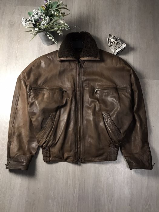 Vintage Archive 70s Gianni Versace Brown Rare VTG Leather jacket