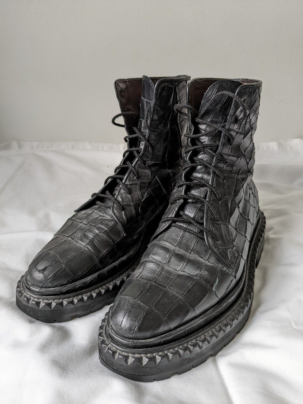 Raf Simons AW08 Croc Leather Double Sole Creeper Boots Size US 7.5 / EU 40-41 - 3 Thumbnail