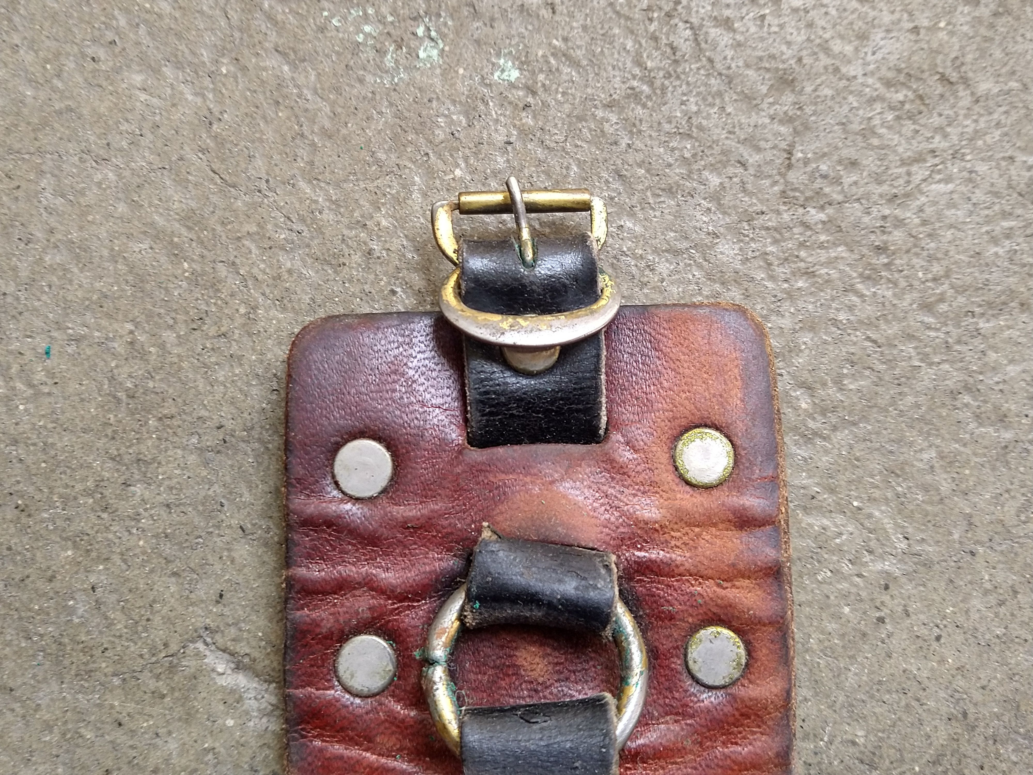 Genuine Leather Brown Leather Bracelet Wide Adjustable Brass Size ONE SIZE - 4 Thumbnail