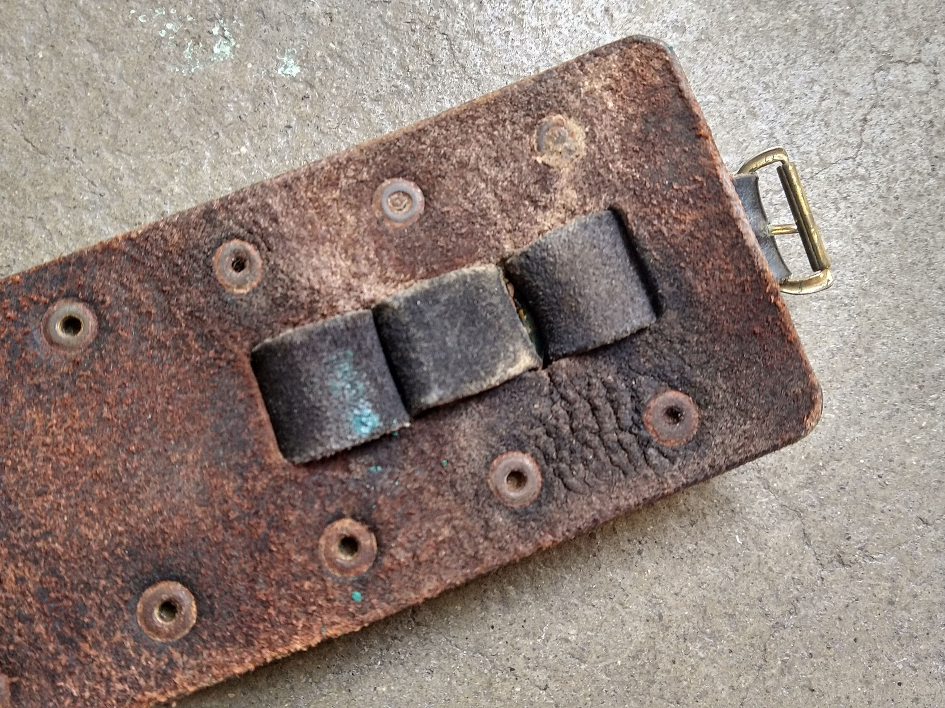 Genuine Leather Brown Leather Bracelet Wide Adjustable Brass Size ONE SIZE - 7 Thumbnail