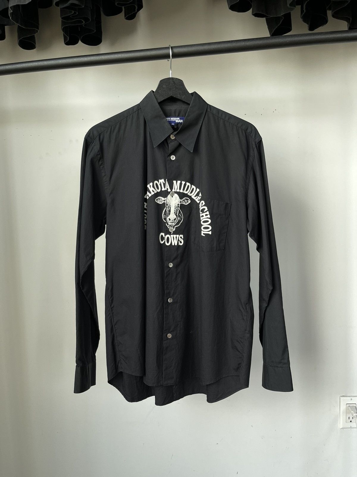 image of Junya Watanabe South Dakota Middle School Cows Shirt in Black, Men's (Size Medium)