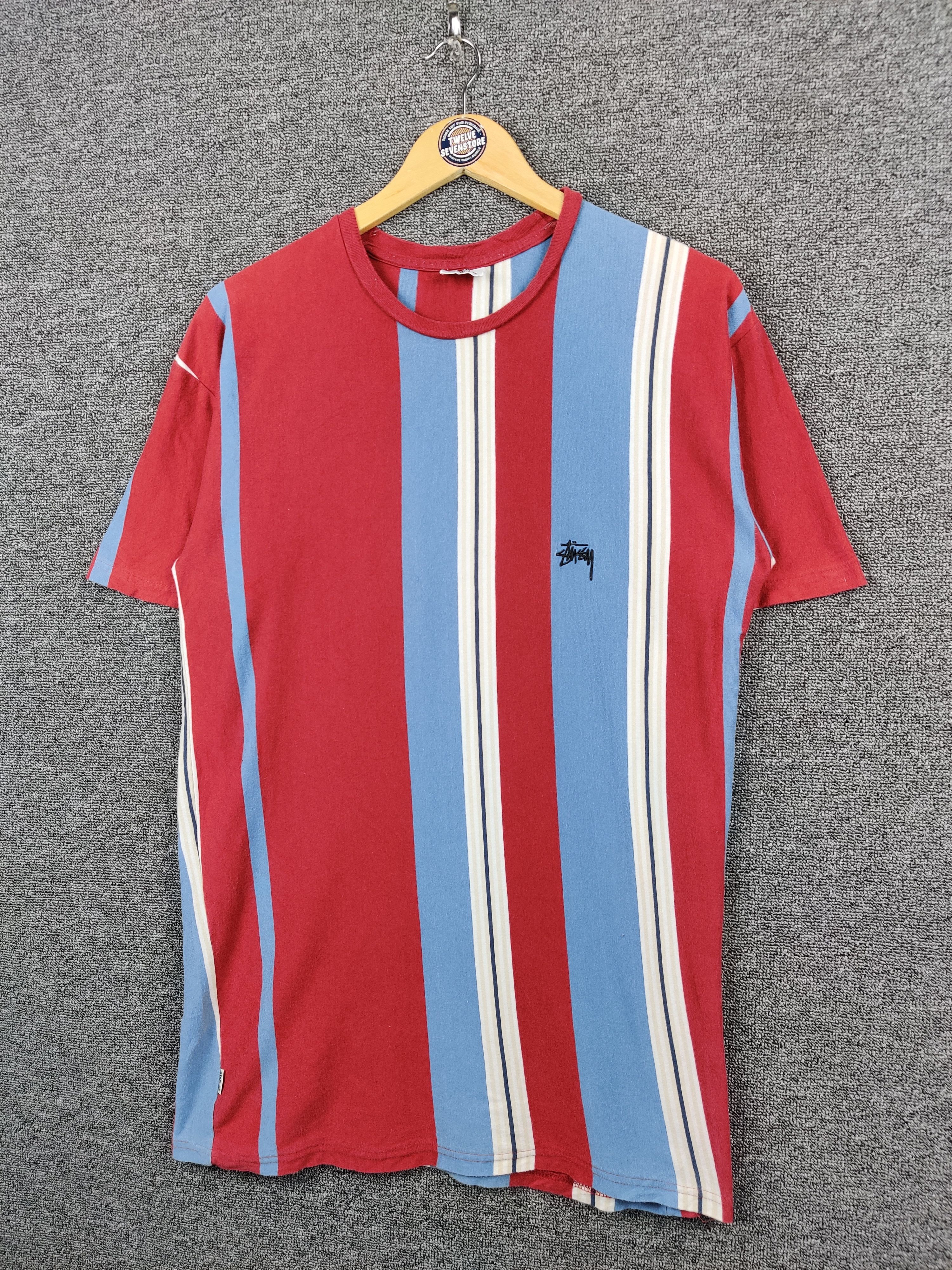 Stussy Vintage Stussy Striped Logo Tee Tshirt Size US S / EU 44-46 / 1 - 2 Thumbnail