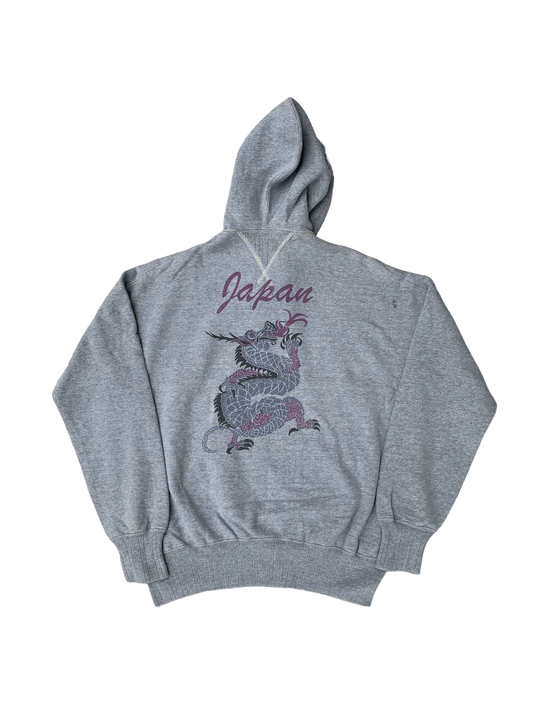 image of Dry Bones Dragon Sukajan Hoodie in Heather Grey, Men's (Size Large)